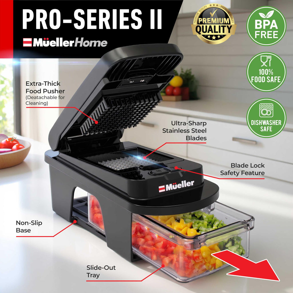 Mueller The Real Original Pro Chopper since 2013 Vegetable Chopper Mandoline Slicer, 8 Blade Food Veggie Chopper Onion Vegetable Cutter with Container, Kitchen Gadgets & Essentials, (10 in 1)