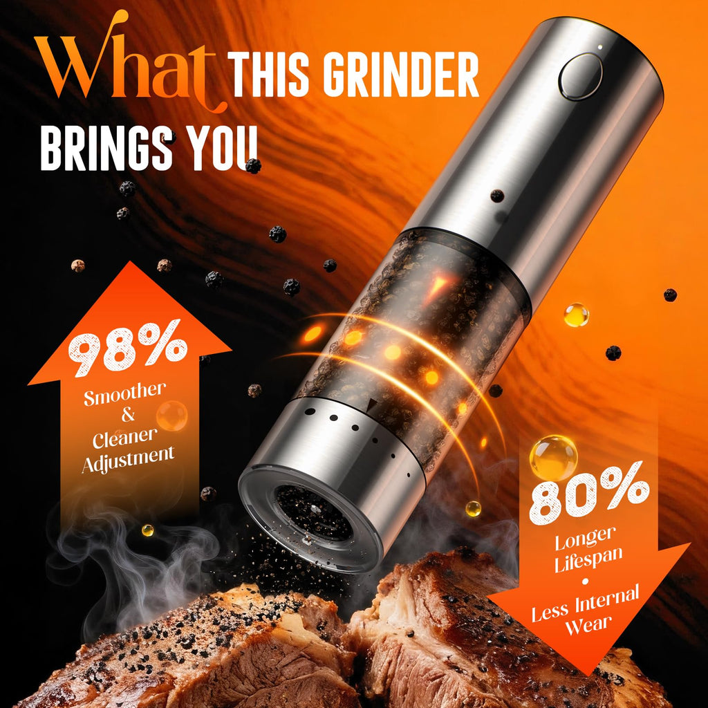 Electric Salt and Pepper Grinder Set Automatic Battery Pepper Mill Shakers Adjustable Coarseness Upgraded Larger Capacity with Led Home and Kitchen Appliances Birthday Gifts for Women Men