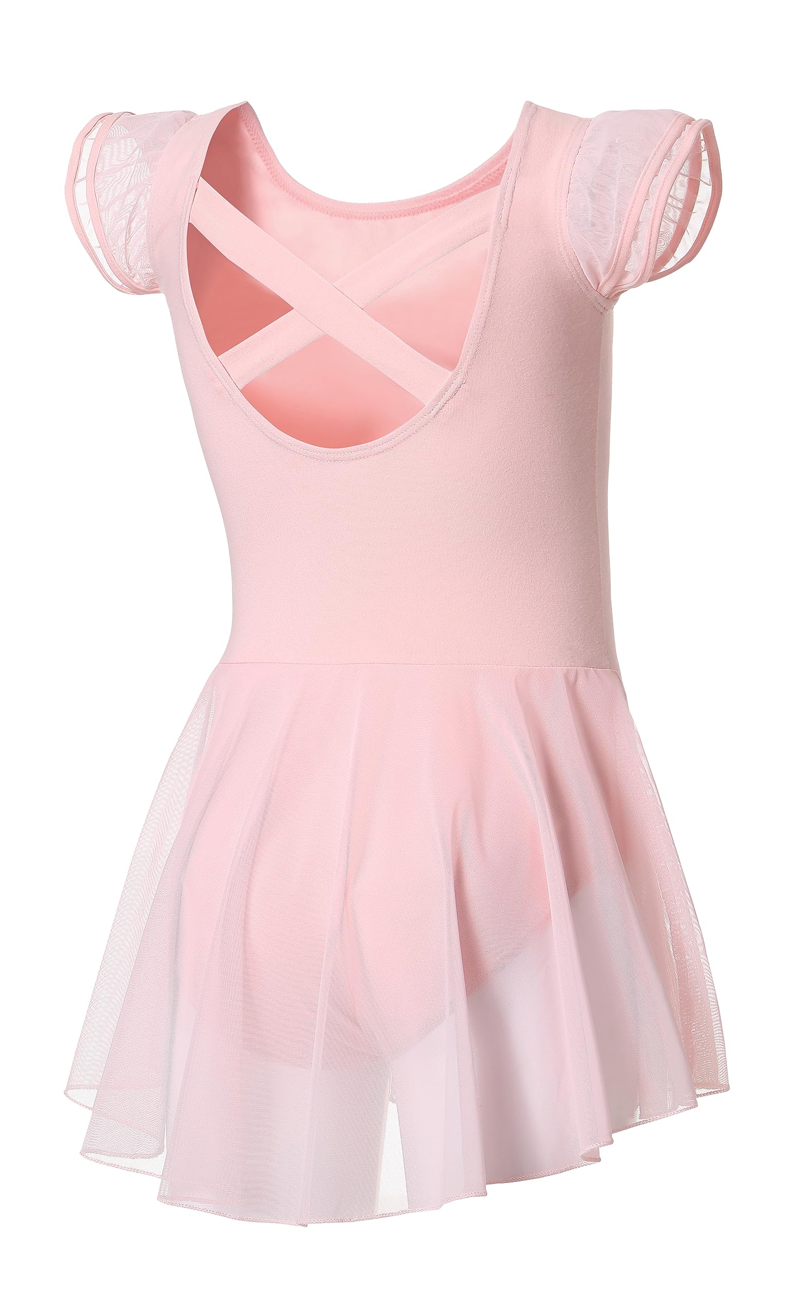 DIPUG Ballet Leotards for Girls Ballet Leotard with Skirt Toddler Dance Leotards Flutter Sleeve and Criss-Cross Back