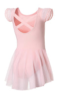 DIPUG Ballet Leotards for Girls Ballet Leotard with Skirt Toddler Dance Leotards Flutter Sleeve and Criss-Cross Back