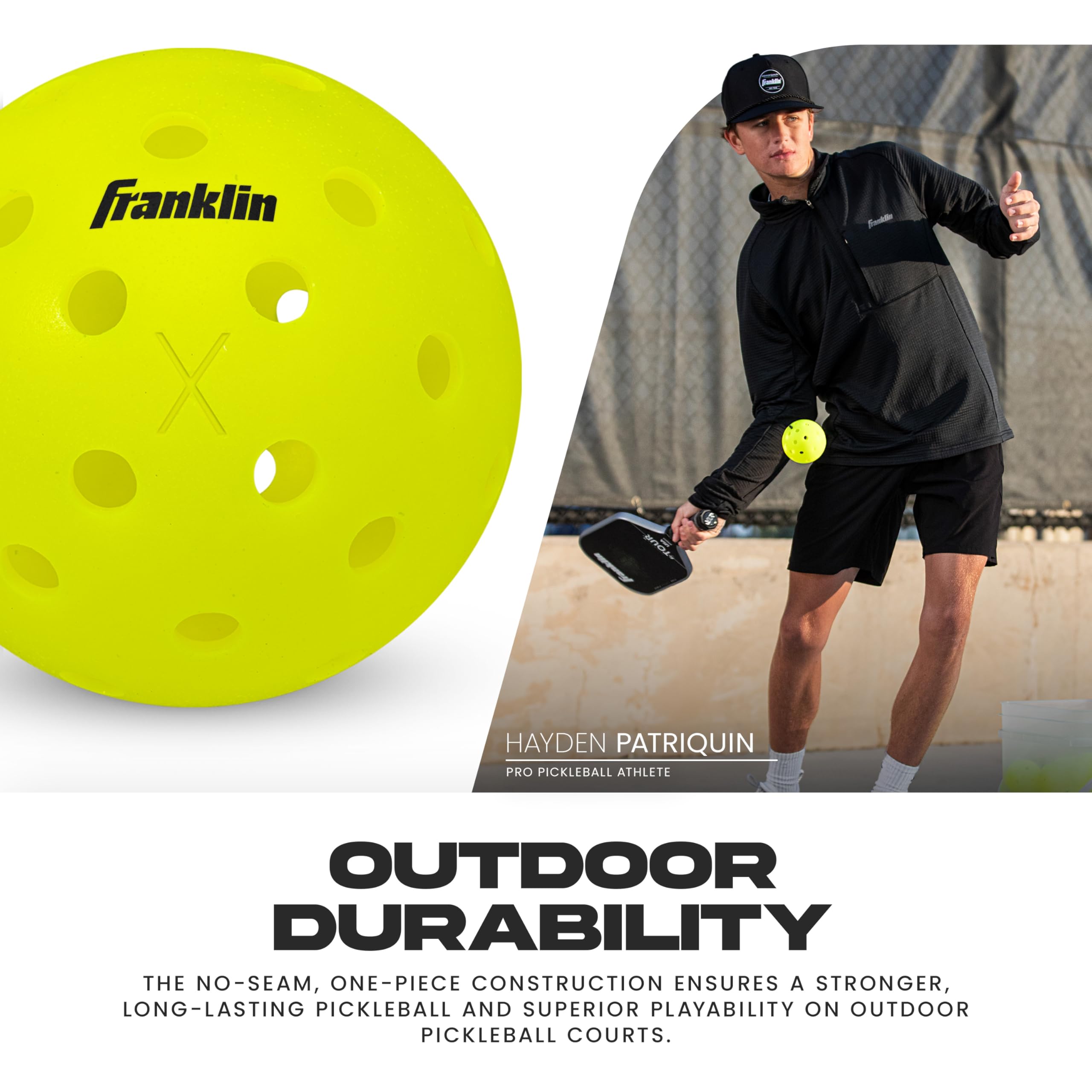 Franklin Sports X-40 Outdoor Pickleballs - Official Ball of USA Pickleball, APP Tour + US Open - Regulation Size