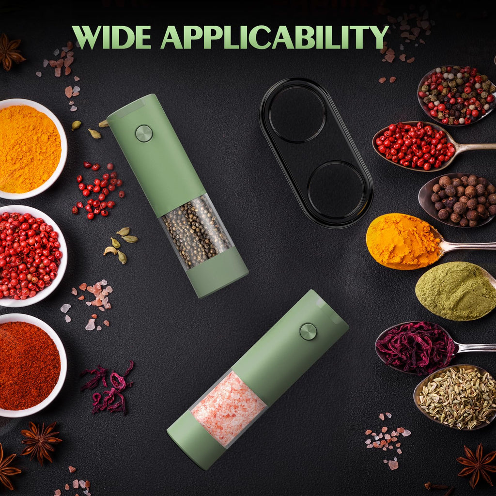 Electric Salt and Pepper Grinder Set Automatic Battery Pepper Mill Shakers Adjustable Coarseness Upgraded Larger Capacity with Led Home and Kitchen Appliances Birthday Gifts for Women Men
