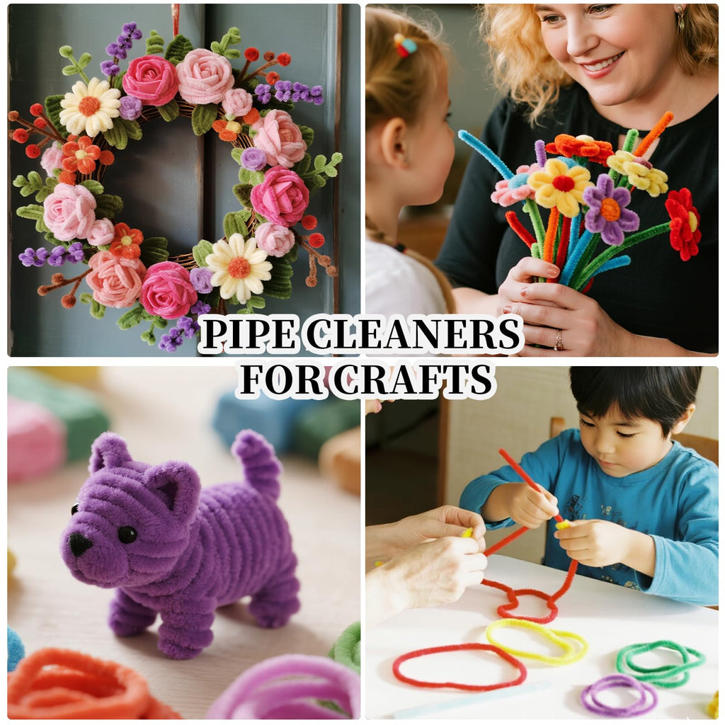 Pipe Cleaners Craft Bulk,Kids Toys & Games Gifts,200pcs Arts Crafts,Chenille Stems Art Supplies for Projects Creative DIY Room Decor,Christmas Decorations,Juegos para Niños Fidget Toys for Ages 5-7