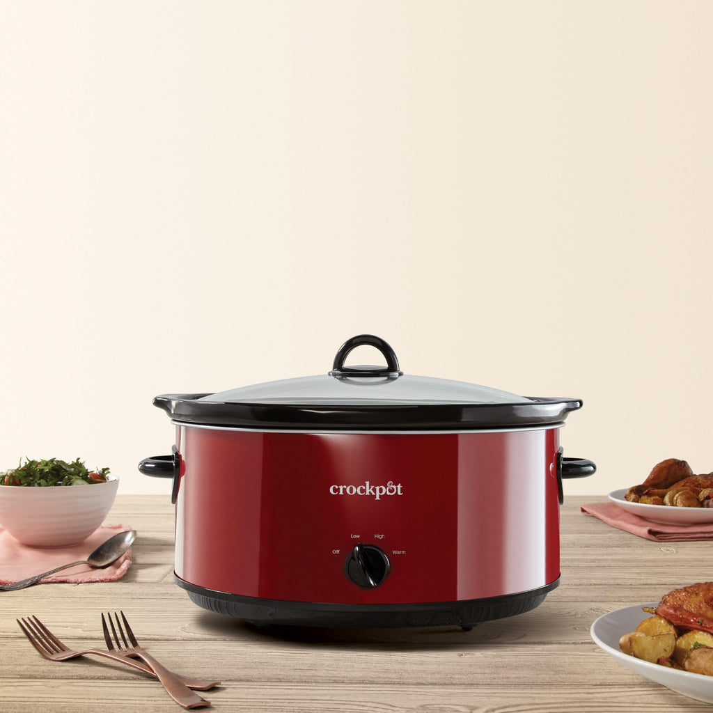 Crock-Pot 7-Quart Manual Slow Cooker, Family Size Serves 8+ People & Fits 6-lb Roast, Removable Stoneware with Warming Setting, Dishwasher Safe for Easy Cleanup, Stainless Steel