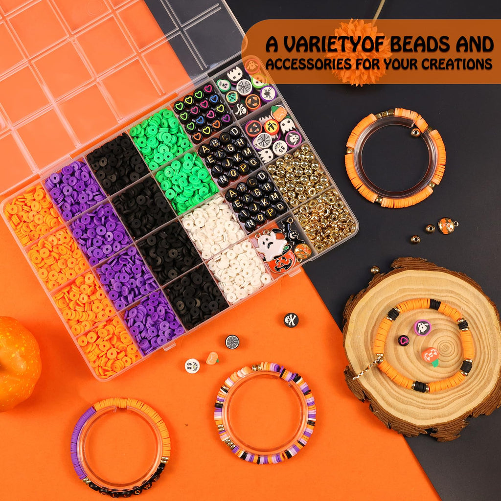 Redtwo 5100 Clay Beads Bracelet Making Kit, Flat Preppy Beads for Friendship Jewelry Making,Polymer Heishi Beads with Charms Gifts for Teen Girls Crafts for Girls Ages 8-12