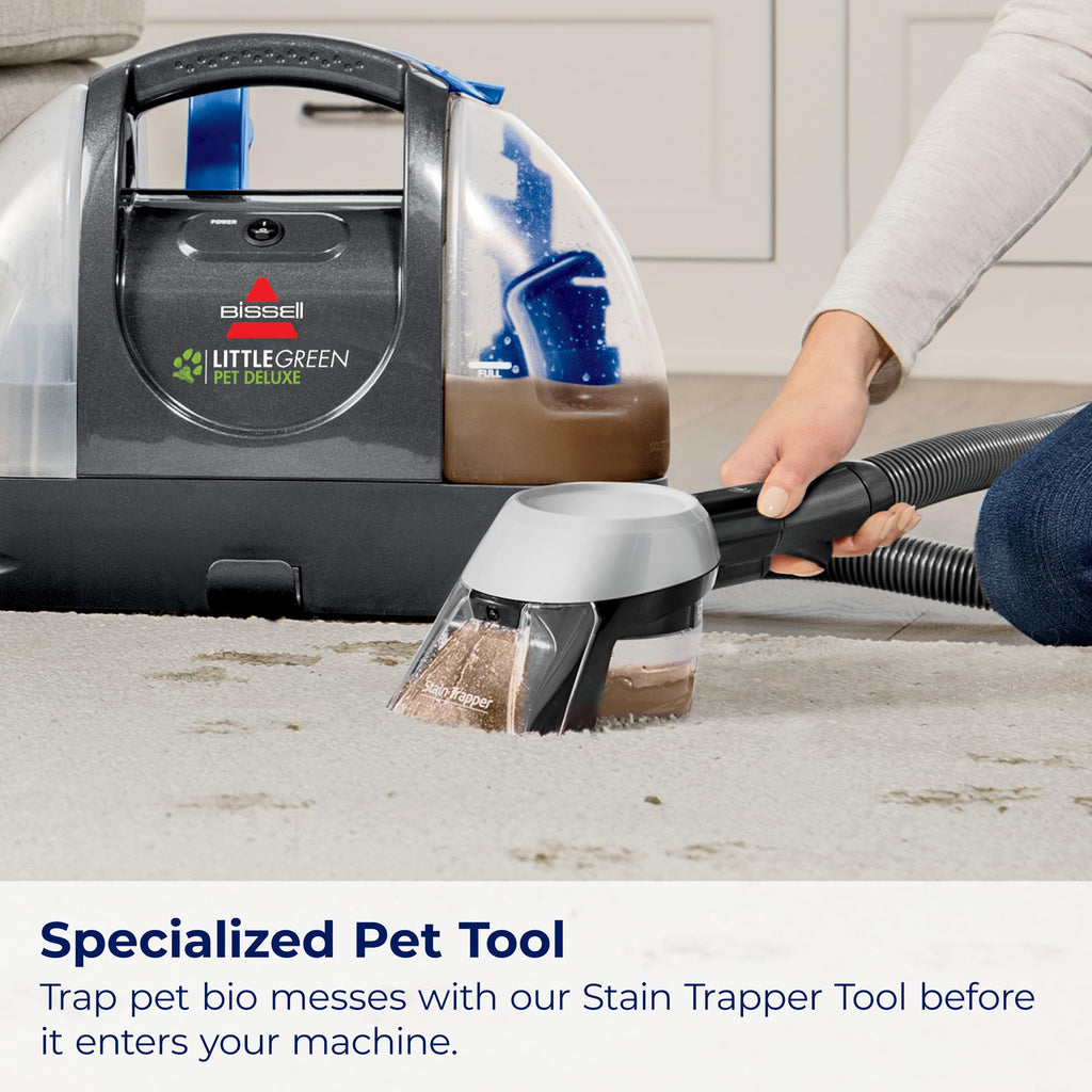 BISSELL Little Green Mini Portable Carpet and Upholstery Deep Cleaner, Car/Auto Detailer, with HydroRinse Self-Cleaning Tool and 4" Tough Stain Tool, Tea Green, 4075