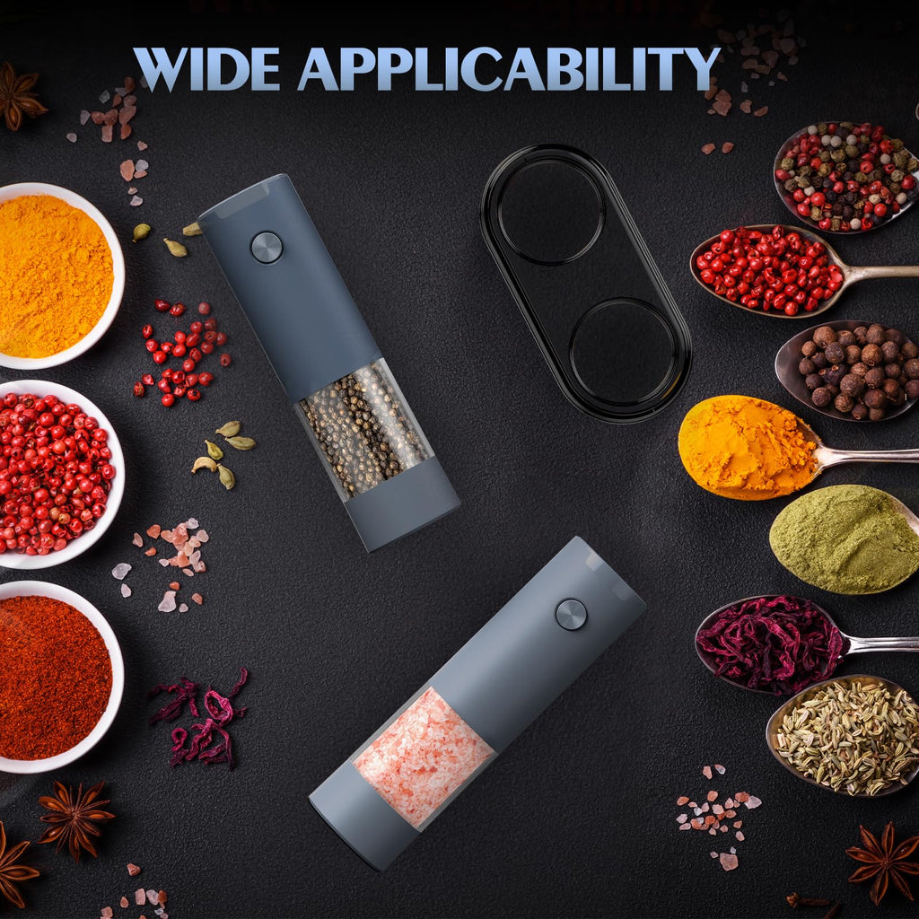 Electric Salt and Pepper Grinder Set Automatic Battery Pepper Mill Shakers Adjustable Coarseness Upgraded Larger Capacity with Led Home and Kitchen Appliances Birthday Gifts for Women Men