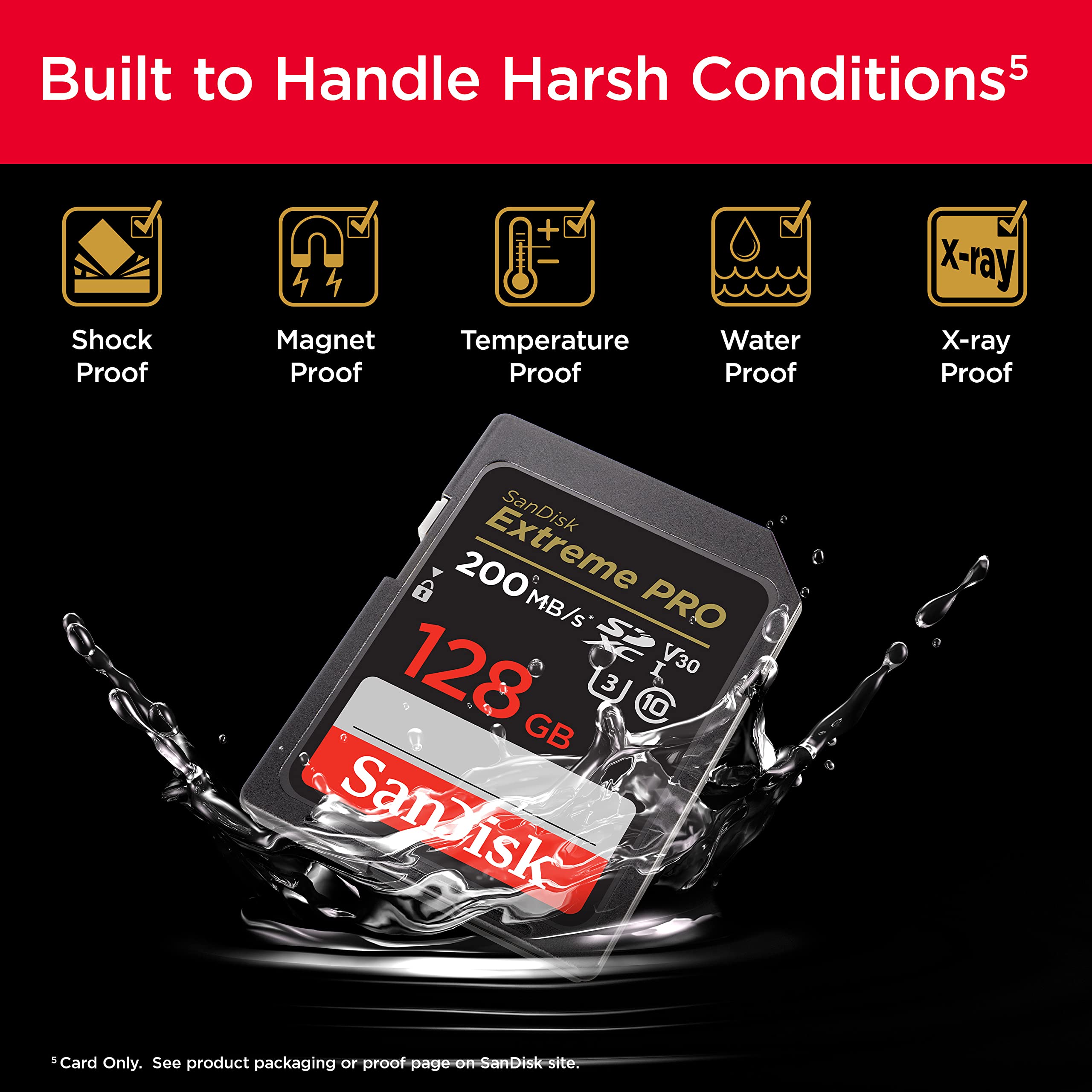 SANDISK 128GB Extreme PRO SDXC UHS-I Memory Card - C10, U3, V30, 4K UHD, SD Card - SDSDXXD-128G-GN4IN