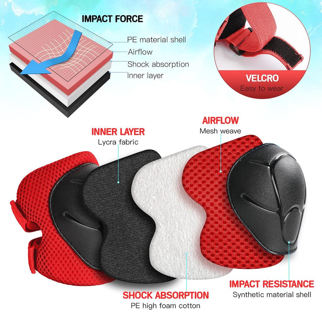 Wemfg Kids Protective Gear Set Knee Pads for Kids 3-14 Years Toddler Knee and Elbow Pads with Wrist Guards 3 in 1 for Skating Cycling Bike Rollerblading Scooter