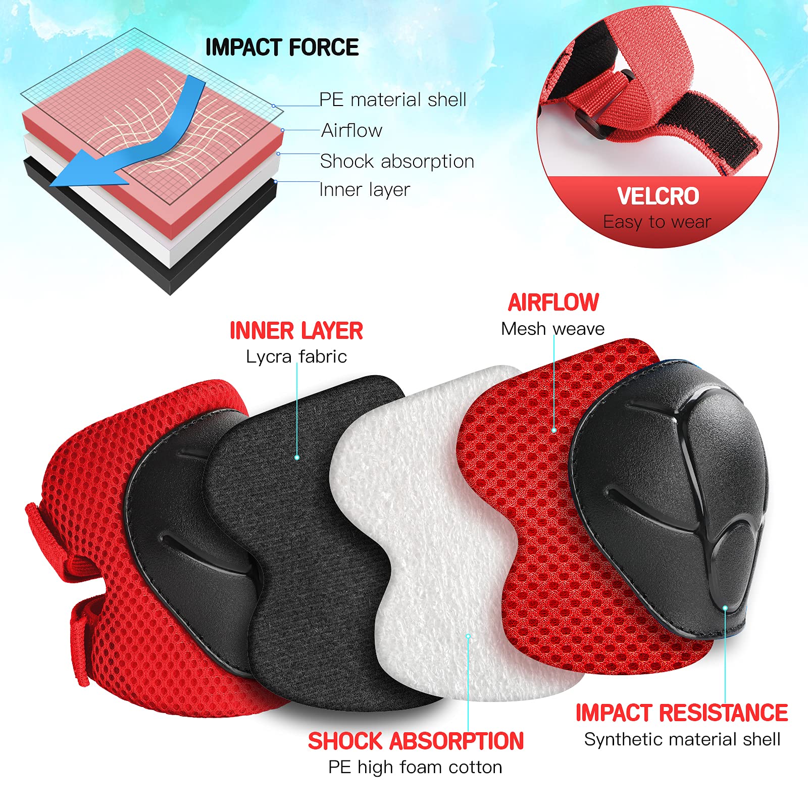 Wemfg Kids Protective Gear Set Knee Pads for Kids 3-14 Years Toddler Knee and Elbow Pads with Wrist Guards 3 in 1 for Skating Cycling Bike Rollerblading Scooter