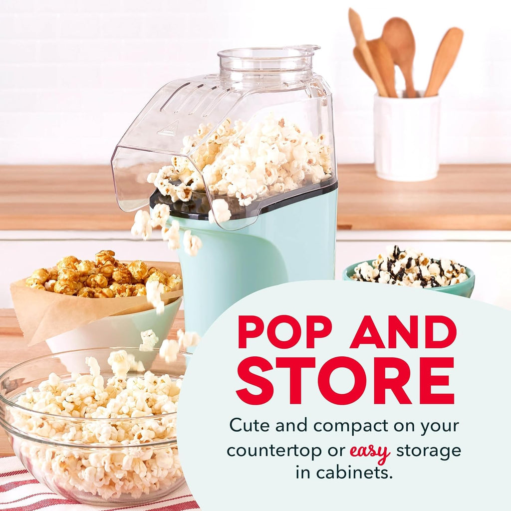 DASH Fresh Pop Popcorn Maker - Oil-Free, Air Popcorn Popper - With Measuring Cup & Recipe Guide - Perfect for Movie Nights - 16 Cups, Aqua