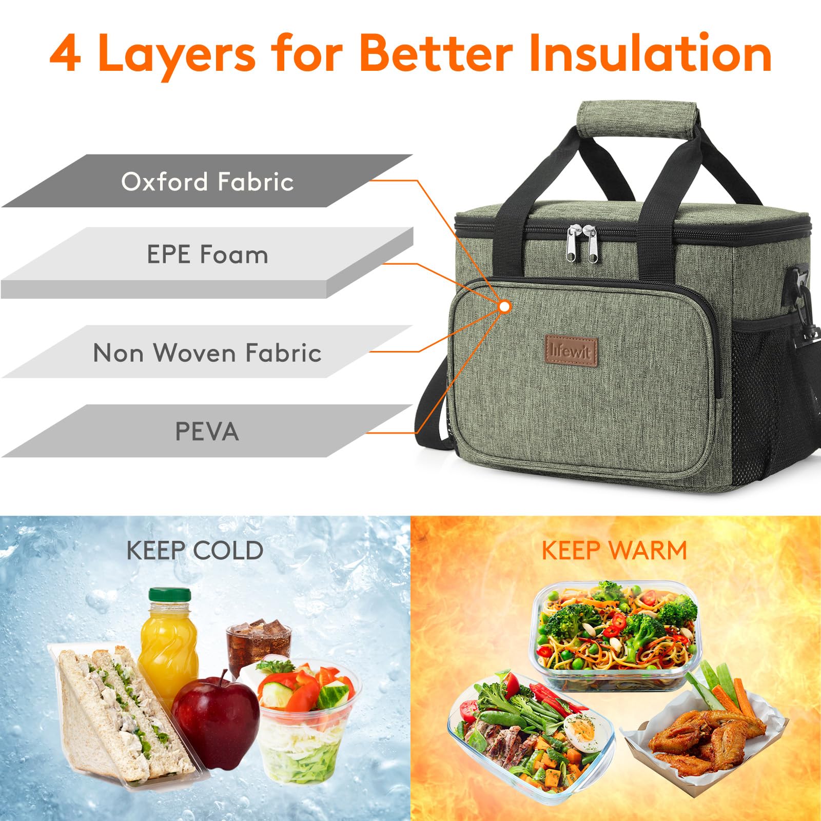 Lifewit Medium Lunch Bag, Insulated Lunch Box, Soft Cooler Cooling Tote for Adult Men Women, Black 12-Can (9L)