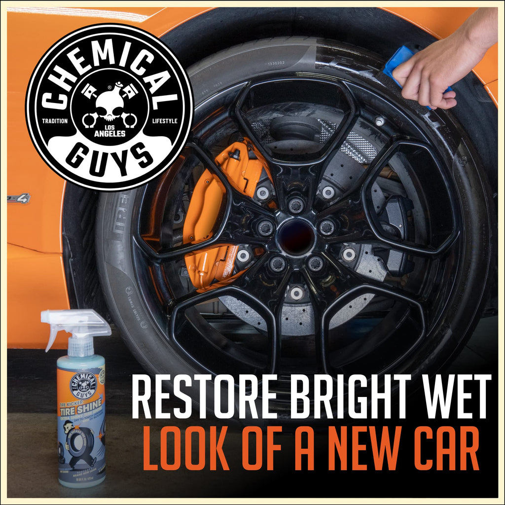 Chemical Guys Tire Kicker Sprayable Extra Glossy Tire Shine Spray, Dry-to-Touch Dressing - Restores Wet Look to Rubber, Vinyl, and Plastic, Safe for Cars, Trucks, Motorcycles, RVs, and More - 16 oz