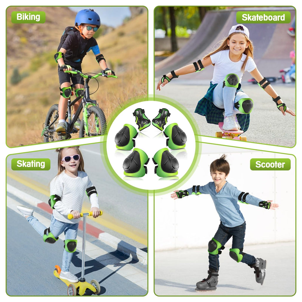 Wemfg Kids Protective Gear Set Knee Pads for Kids 3-14 Years Toddler Knee and Elbow Pads with Wrist Guards 3 in 1 for Skating Cycling Bike Rollerblading Scooter