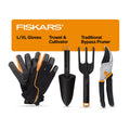Fiskars Bypass Pruning Shears, 5/8" Cut Capacity Gardening Scissors, Self-Cleaning Sap Groove Prevents Sticking, Non-Slip Grip for Cutting Stems & Branches, Sharp Steel Blades w/ Low-Friction Coating
