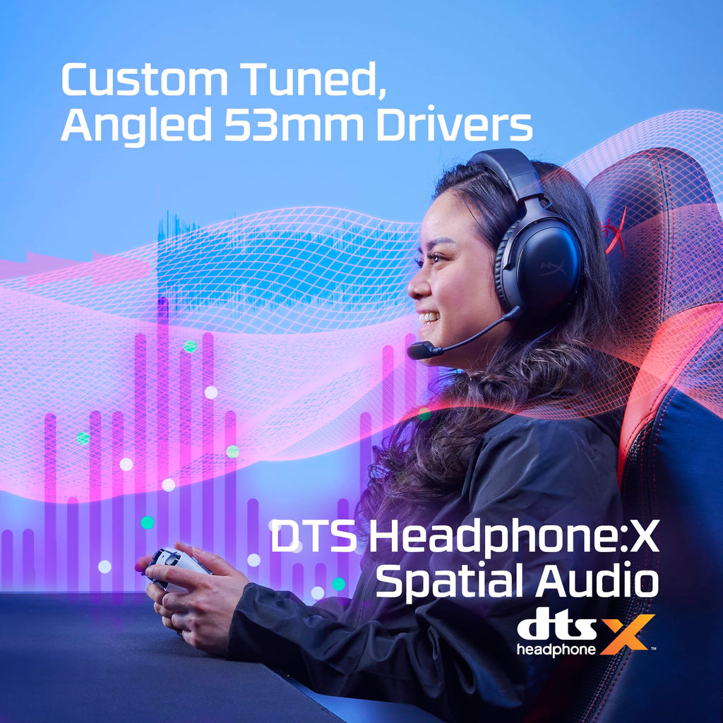 HyperX Cloud III – Wired Gaming Headset, PC, PS5, Xbox Series X|S, Angled 53mm Drivers, DTS Spatial Audio, Memory Foam, Durable Frame, Ultra-Clear 10mm Mic, USB-C, USB-A, 3.5mm – Black/Red