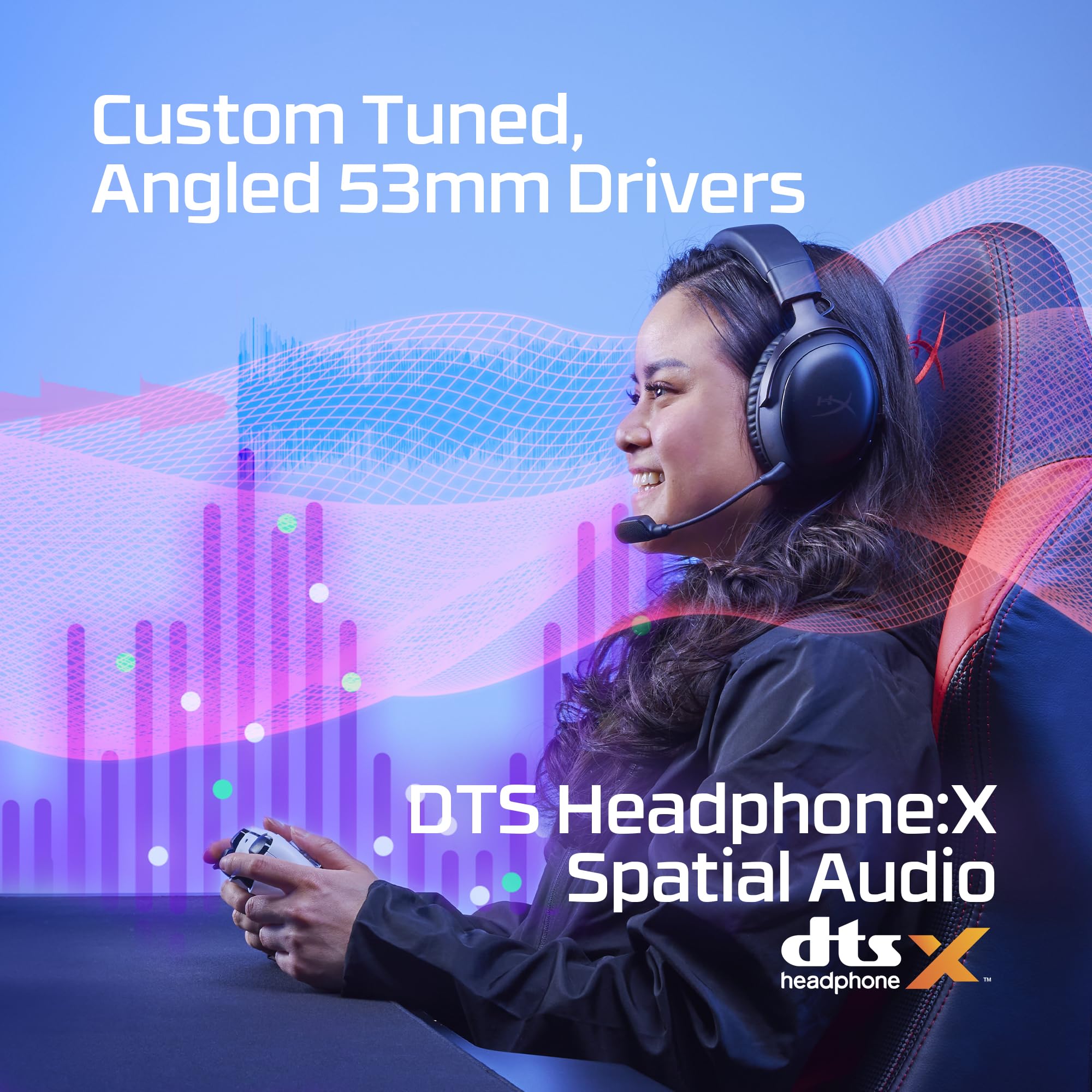 HyperX Cloud III – Wired Gaming Headset, PC, PS5, Xbox Series X|S, Angled 53mm Drivers, DTS Spatial Audio, Memory Foam, Durable Frame, Ultra-Clear 10mm Mic, USB-C, USB-A, 3.5mm – Black/Red