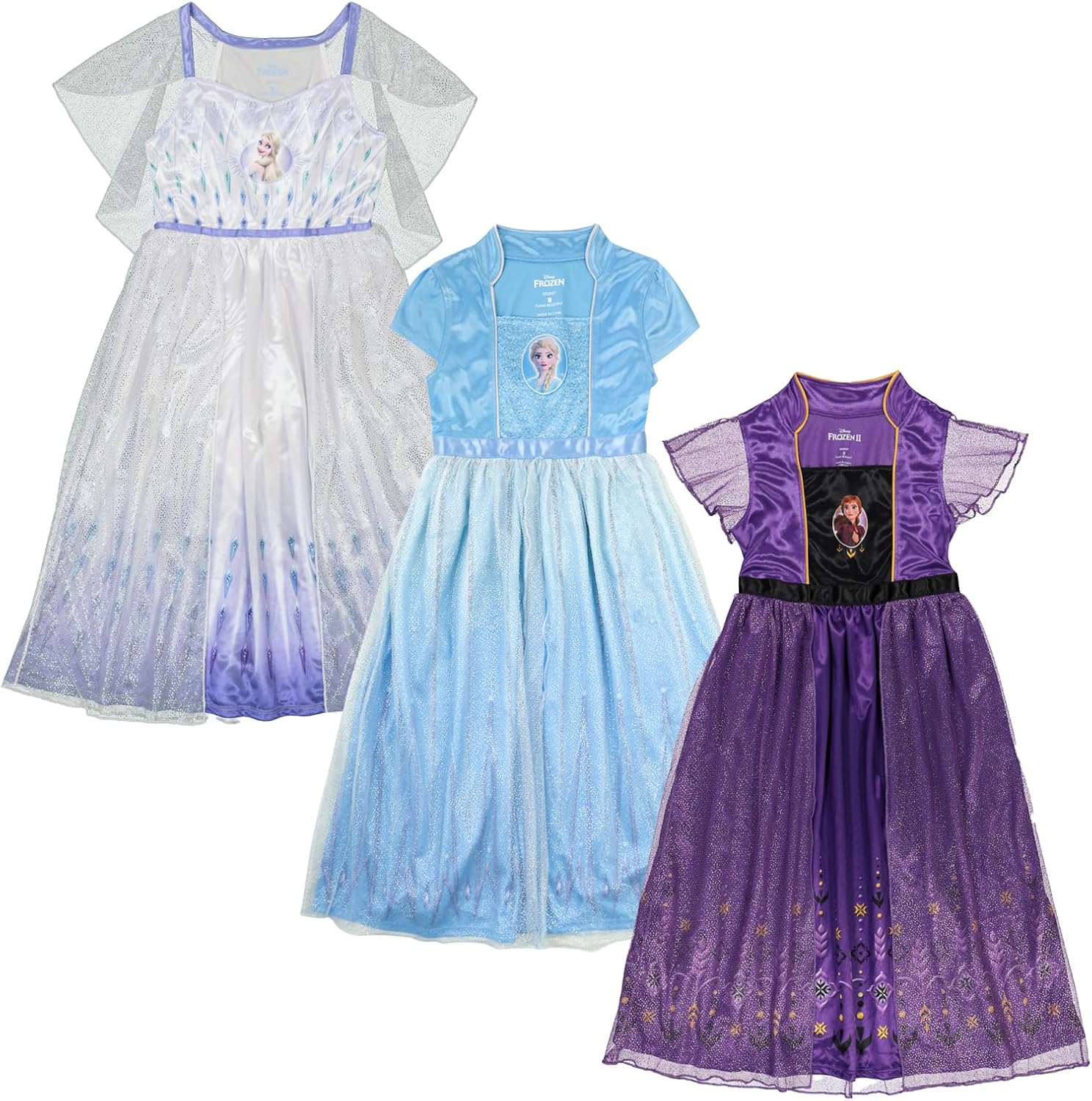 Disney Girls' Princess Dress Nightgown, Fantasy Gown, Soft & Cute Pajamas for Kids