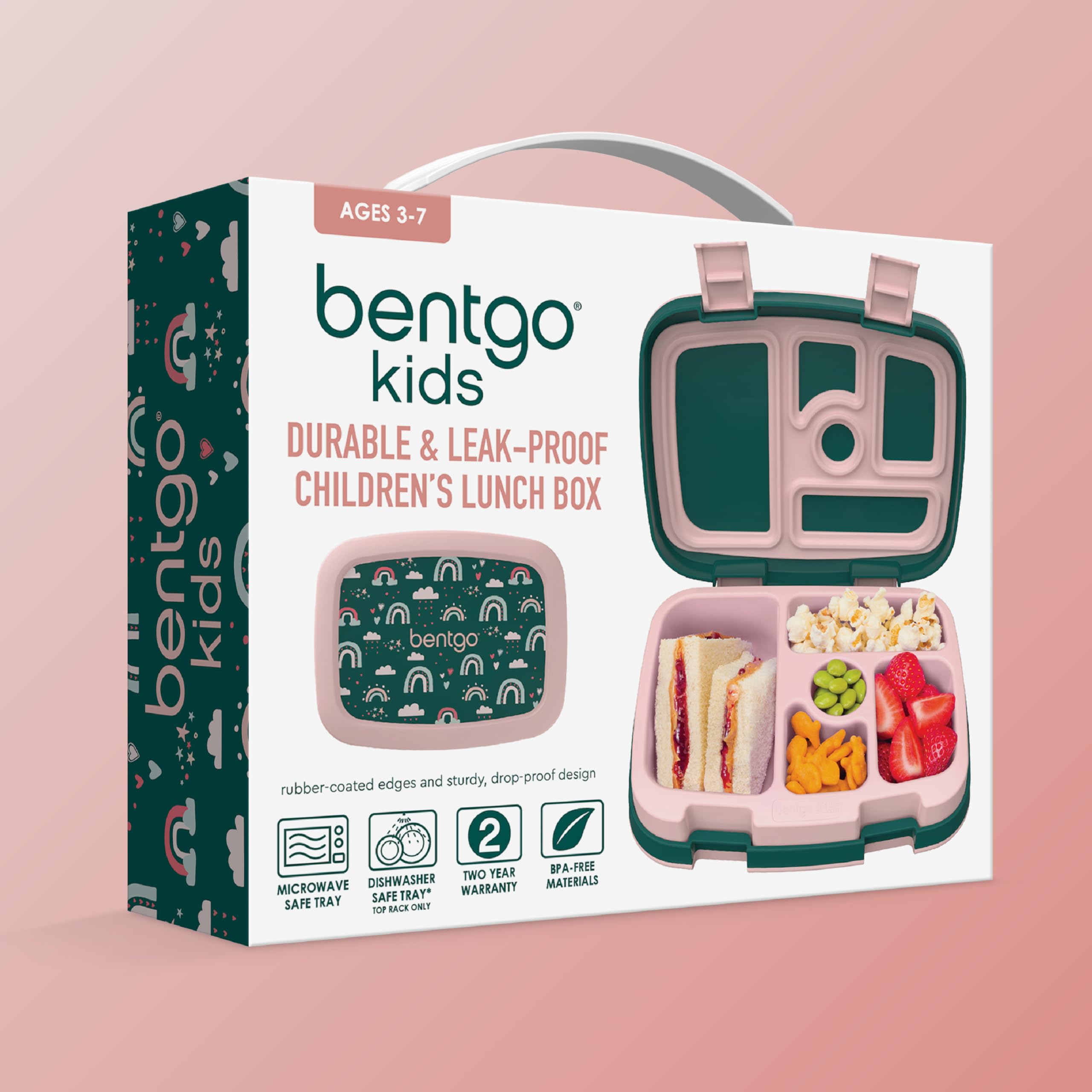 Bentgo Kids Prints Leak-Proof, 5-Compartment Bento-Style Kids Lunch Box - Ideal Portion Sizes for Ages 3-7, Durable, Drop-Proof, Dishwasher Safe, & PFAS & BPA-Free Materials (Unicorn)