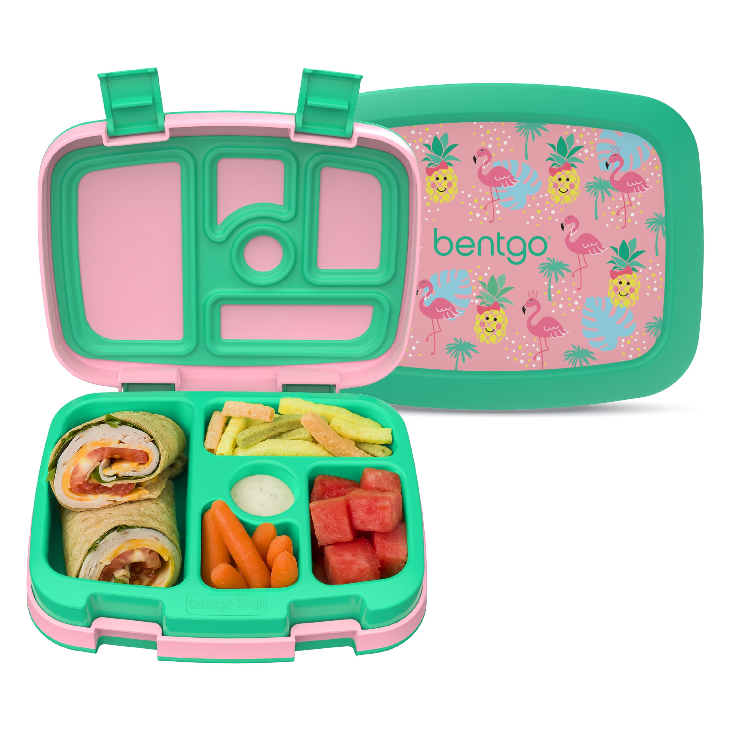Bentgo Kids Prints Leak-Proof, 5-Compartment Bento-Style Kids Lunch Box - Ideal Portion Sizes for Ages 3-7, Durable, Drop-Proof, Dishwasher Safe, & PFAS & BPA-Free Materials (Unicorn)