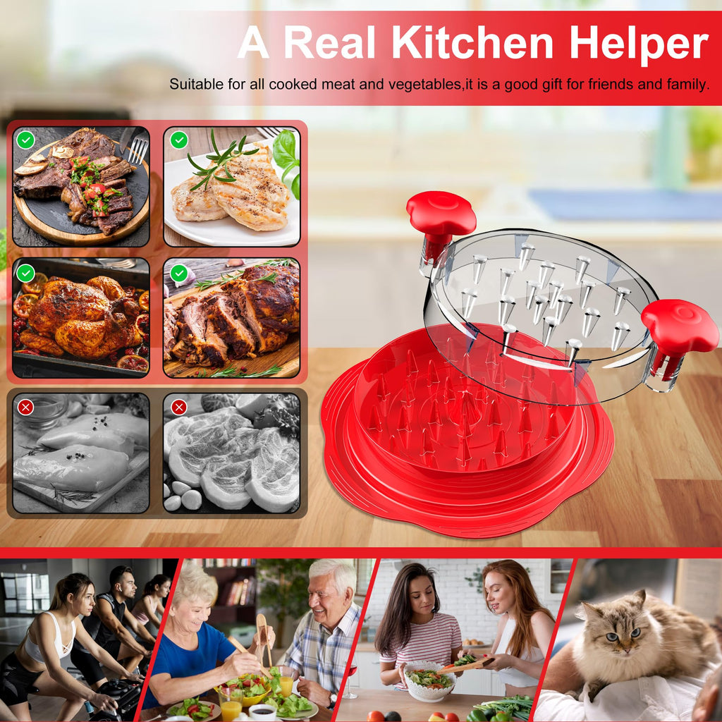 SURETIVIAN Chicken Shredder Tool Twist Large Chicken Breast Shredder with Brush&Fork, Visible Meat Shredder Machine, Strong Anti-Slip Strip, Ergonomic Handle, BPA Free, Suitable for Pork Beef Chicken