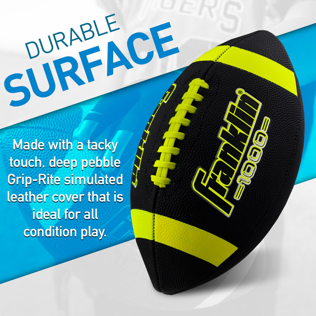 Franklin Sports Youth + Adult Footballs - Extra Grip 1000 Official Size, Junior + Pee Wee Kids - 1 + 12 Packs