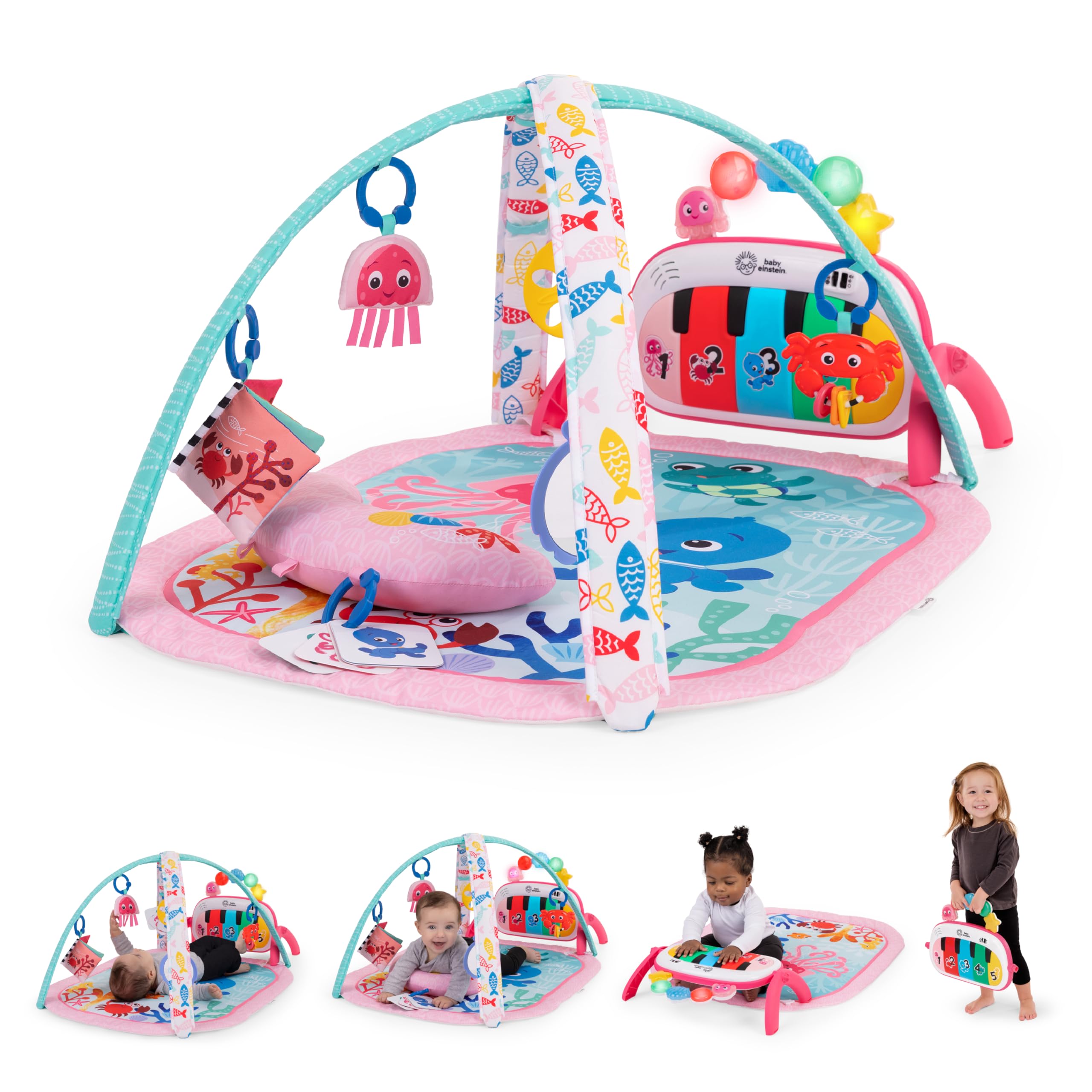 Baby Einstein 4-in-1 Kickin' Tunes Music and Language Play Gym and Piano Tummy Time Activity Mat