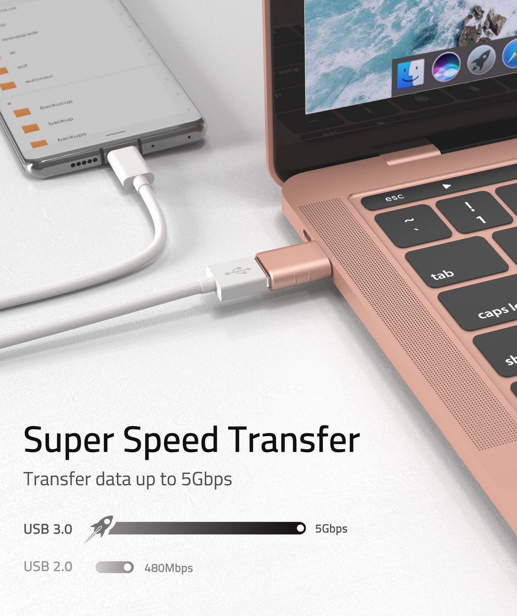 Syntech USB C to USB Adapter Pack of 2, USB 3.0 Female to Thunderbolt 4/3 Adapter Compatible with MacBook Pro Air 2024, Surface, iPad, iPhone, Galaxy Notebook, XPS and More Type C Devices, Space Grey