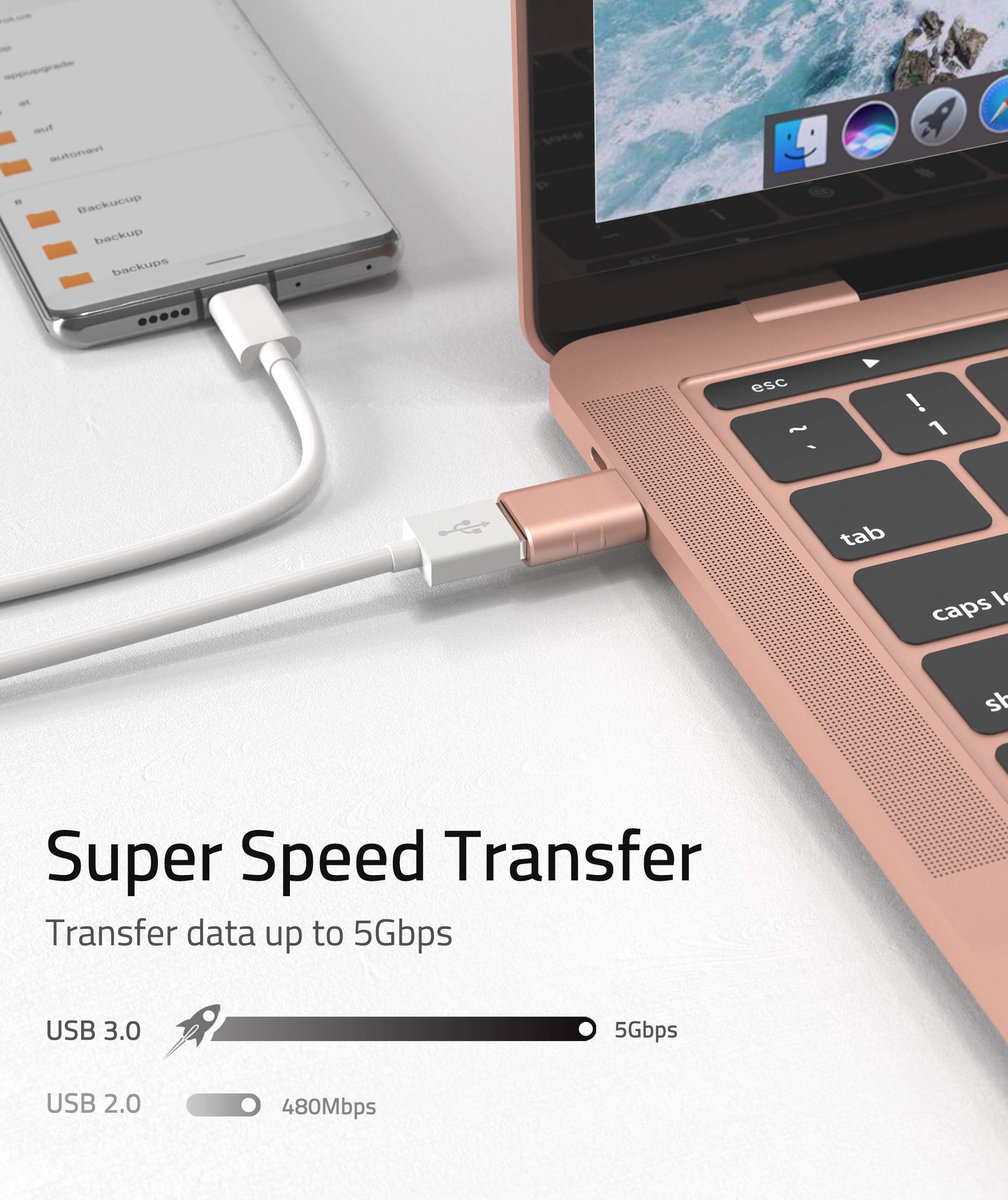 Syntech USB C to USB Adapter Pack of 2, USB 3.0 Female to Thunderbolt 4/3 Adapter Compatible with MacBook Pro Air 2024, Surface, iPad, iPhone, Galaxy Notebook, XPS and More Type C Devices, Space Grey