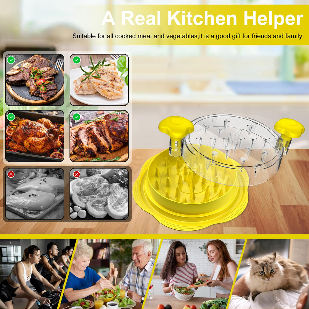 SURETIVIAN Chicken Shredder Tool Twist Large Chicken Breast Shredder with Brush&Fork, Visible Meat Shredder Machine, Strong Anti-Slip Strip, Ergonomic Handle, BPA Free, Suitable for Pork Beef Chicken