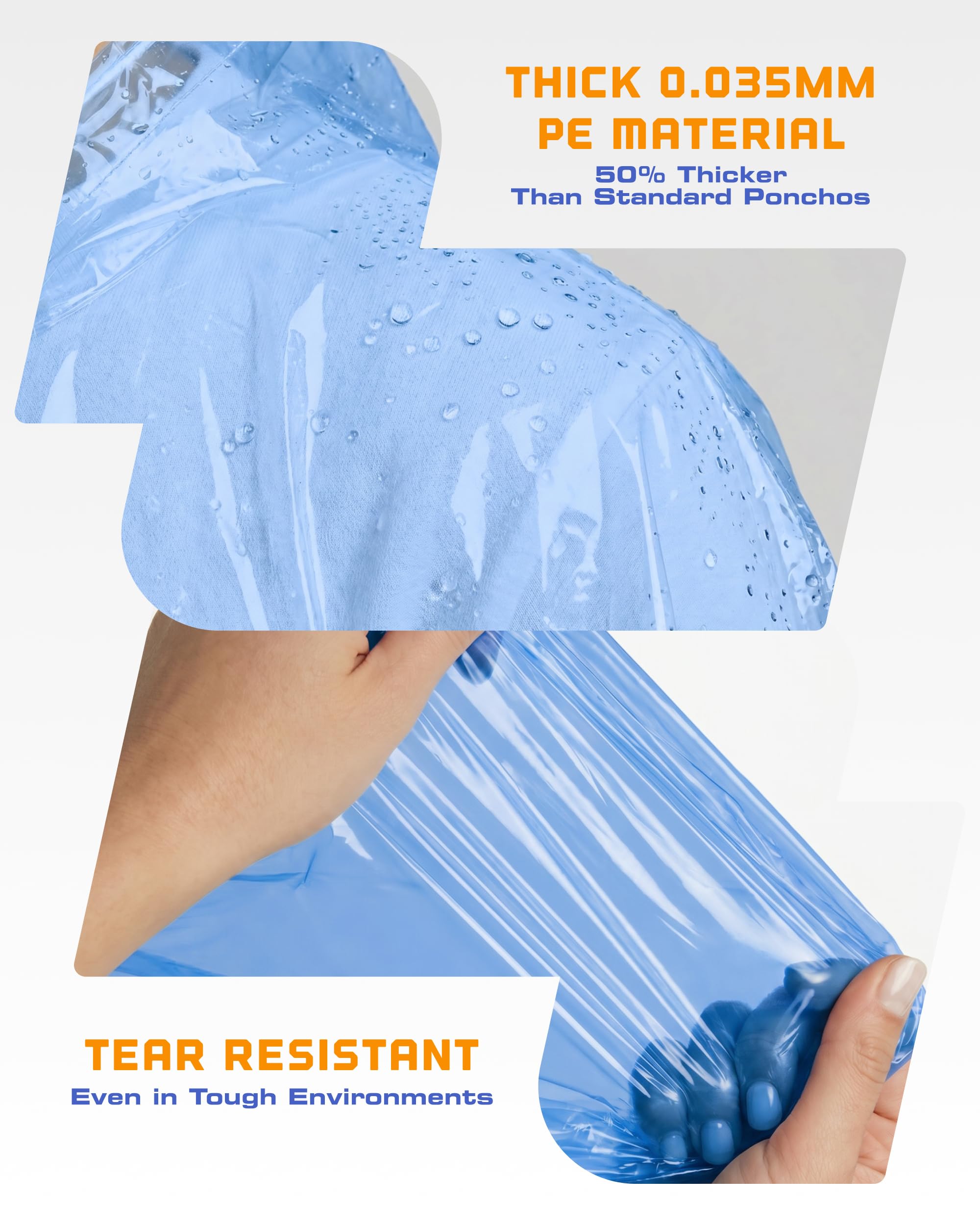 Hagon PRO Disposable Rain Ponchos for Adults (5 Pack)