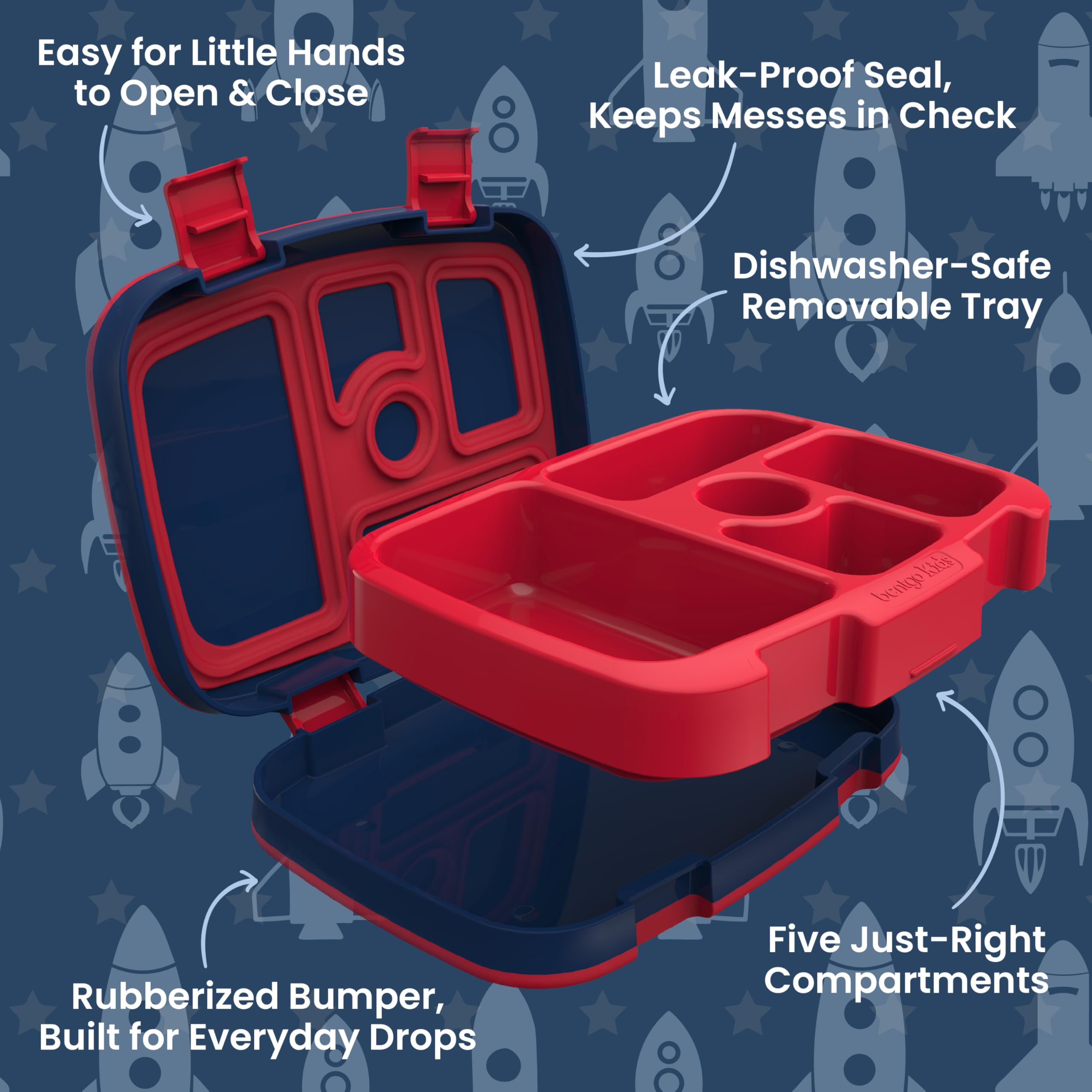 Bentgo Kids Prints Leak-Proof, 5-Compartment Bento-Style Kids Lunch Box - Ideal Portion Sizes for Ages 3-7, Durable, Drop-Proof, Dishwasher Safe, & PFAS & BPA-Free Materials (Unicorn)