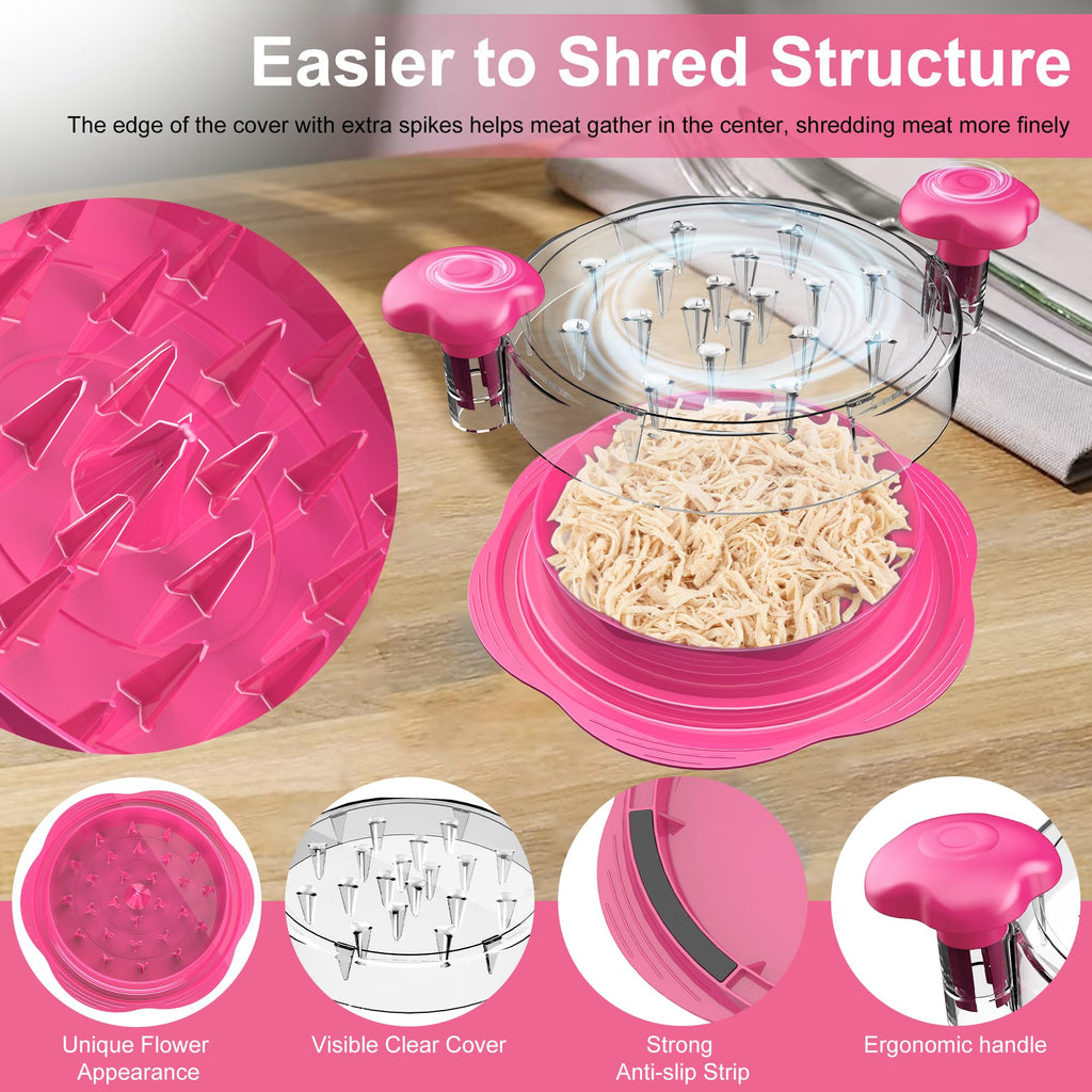 SURETIVIAN Chicken Shredder Tool Twist Large Chicken Breast Shredder with Brush&Fork, Visible Meat Shredder Machine, Strong Anti-Slip Strip, Ergonomic Handle, BPA Free, Suitable for Pork Beef Chicken