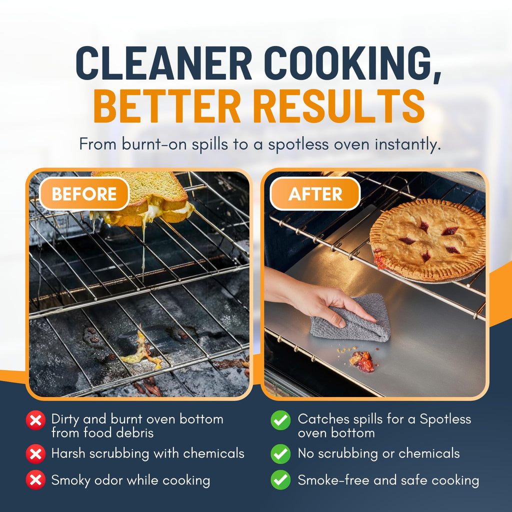 Oven Liners for Bottom of Oven - 2 Pack Large Heavy Duty Mats, 17”x25” Non-Stick Reusable Liner for Electric, Gas, Toaster Ovens, Grills - BPA & PFOA Free Kitchen Accessory to Keep Oven Clean (Black)