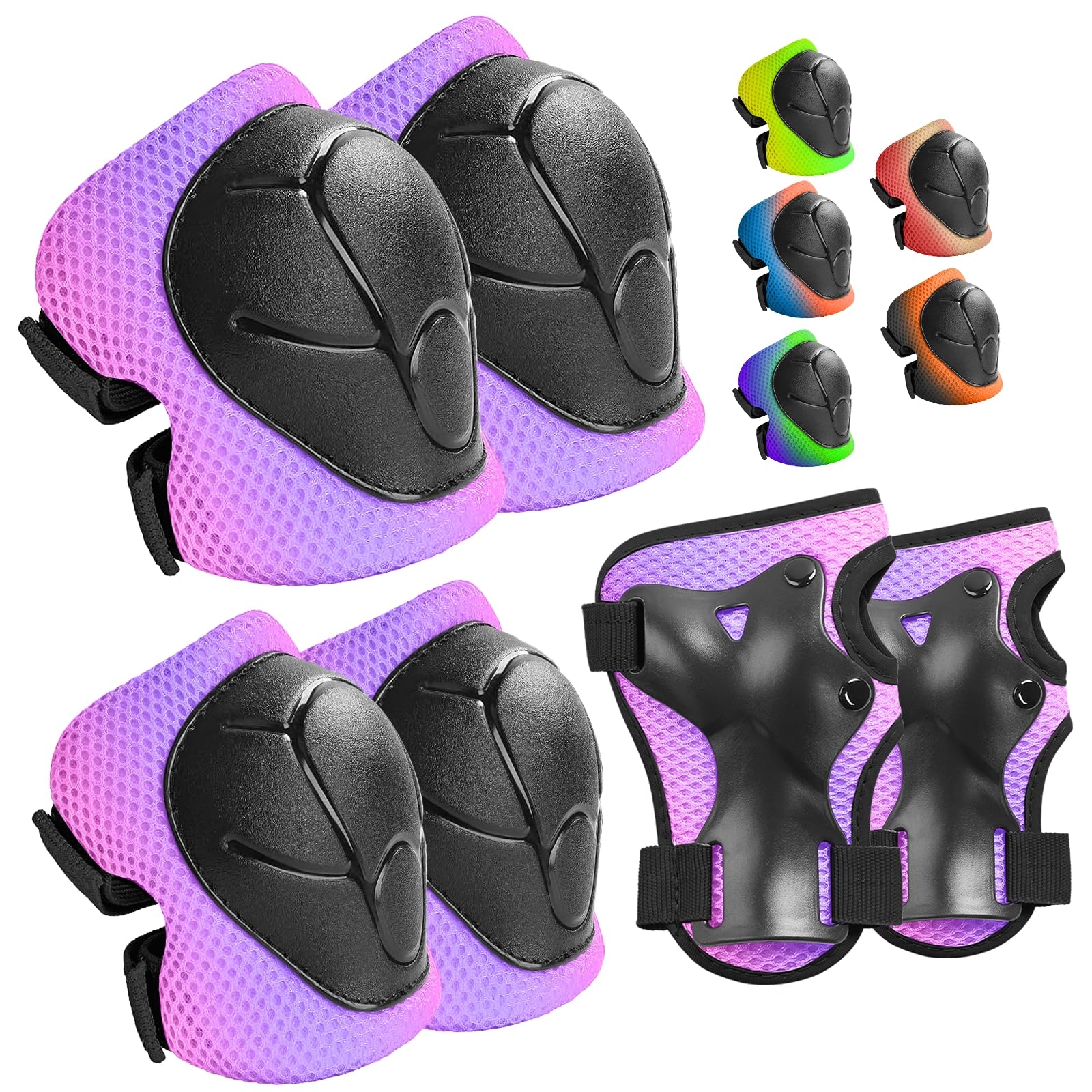 Wemfg Kids Protective Gear Set Knee Pads for Kids 3-14 Years Toddler Knee and Elbow Pads with Wrist Guards 3 in 1 for Skating Cycling Bike Rollerblading Scooter