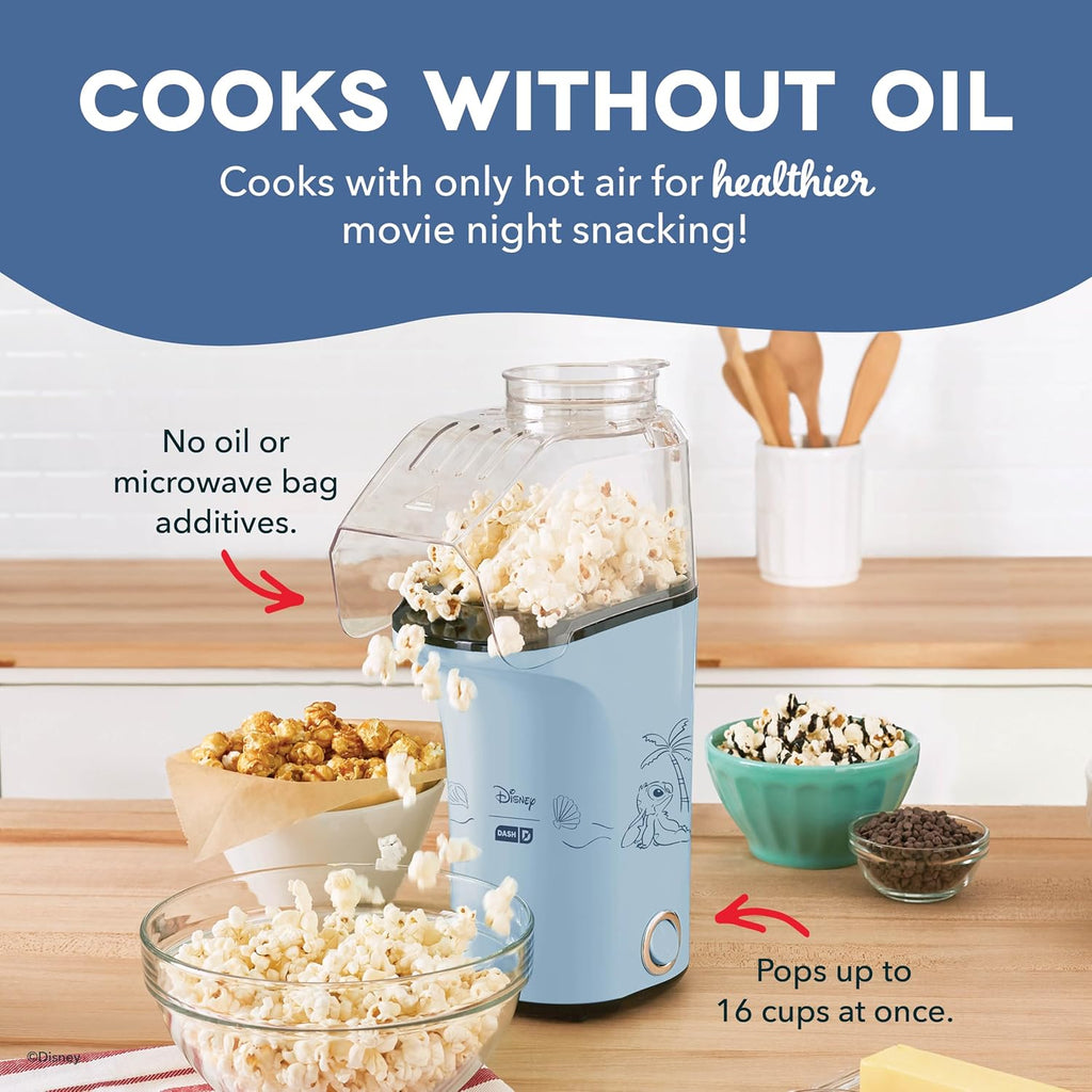 DASH Fresh Pop Popcorn Maker - Oil-Free, Air Popcorn Popper - With Measuring Cup & Recipe Guide - Perfect for Movie Nights - 16 Cups, Aqua