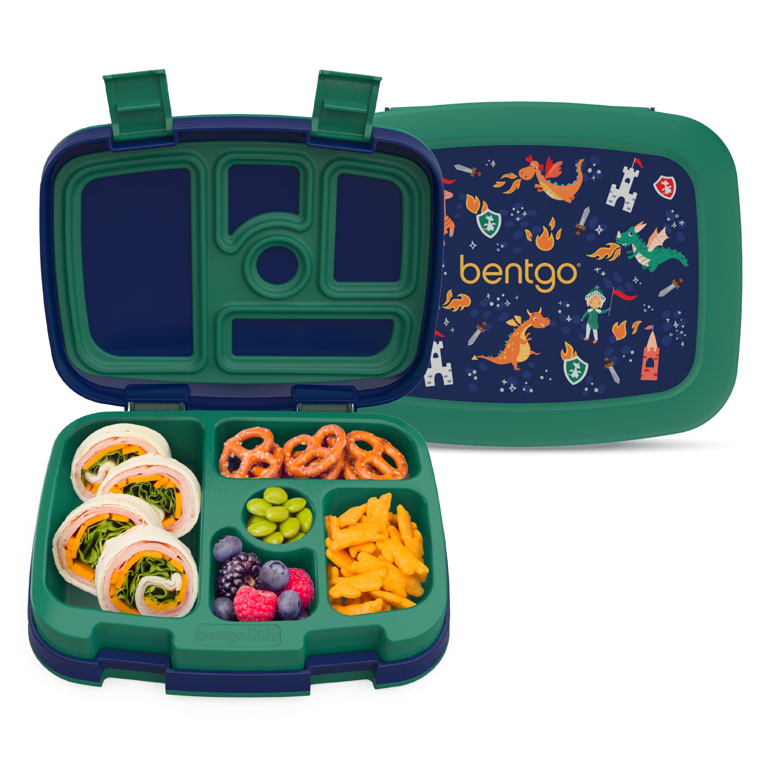 Bentgo Kids Prints Leak-Proof, 5-Compartment Bento-Style Kids Lunch Box - Ideal Portion Sizes for Ages 3-7, Durable, Drop-Proof, Dishwasher Safe, & PFAS & BPA-Free Materials (Unicorn)