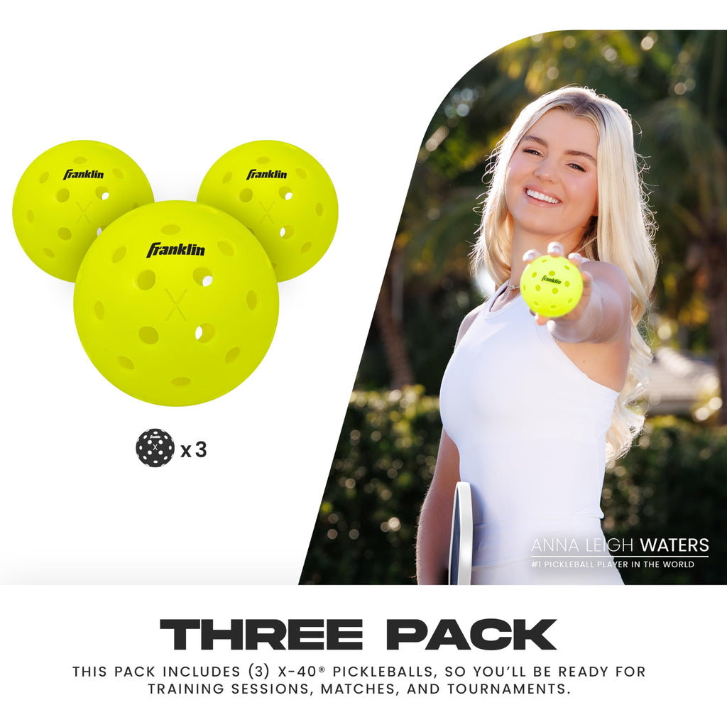 Franklin Sports X-40 Outdoor Pickleballs - Official Ball of USA Pickleball, APP Tour + US Open - Regulation Size