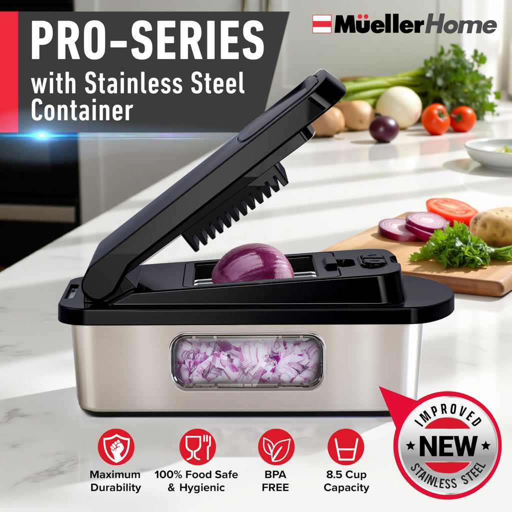 Mueller The Real Original Pro Chopper since 2013 Vegetable Chopper Mandoline Slicer, 8 Blade Food Veggie Chopper Onion Vegetable Cutter with Container, Kitchen Gadgets & Essentials, (10 in 1)