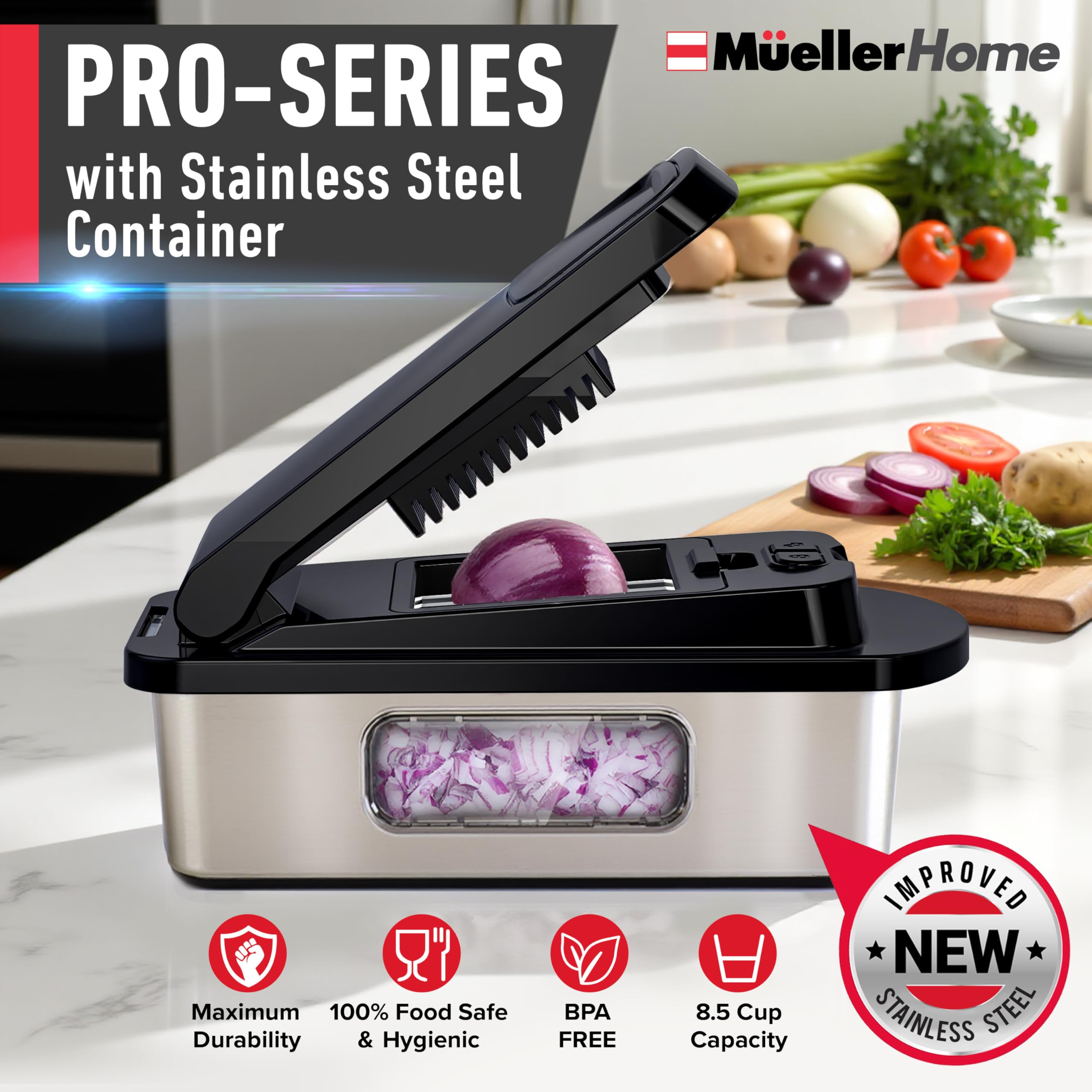 Mueller The Real Original Pro Chopper since 2013 Vegetable Chopper Mandoline Slicer, 8 Blade Food Veggie Chopper Onion Vegetable Cutter with Container, Kitchen Gadgets & Essentials, (10 in 1)