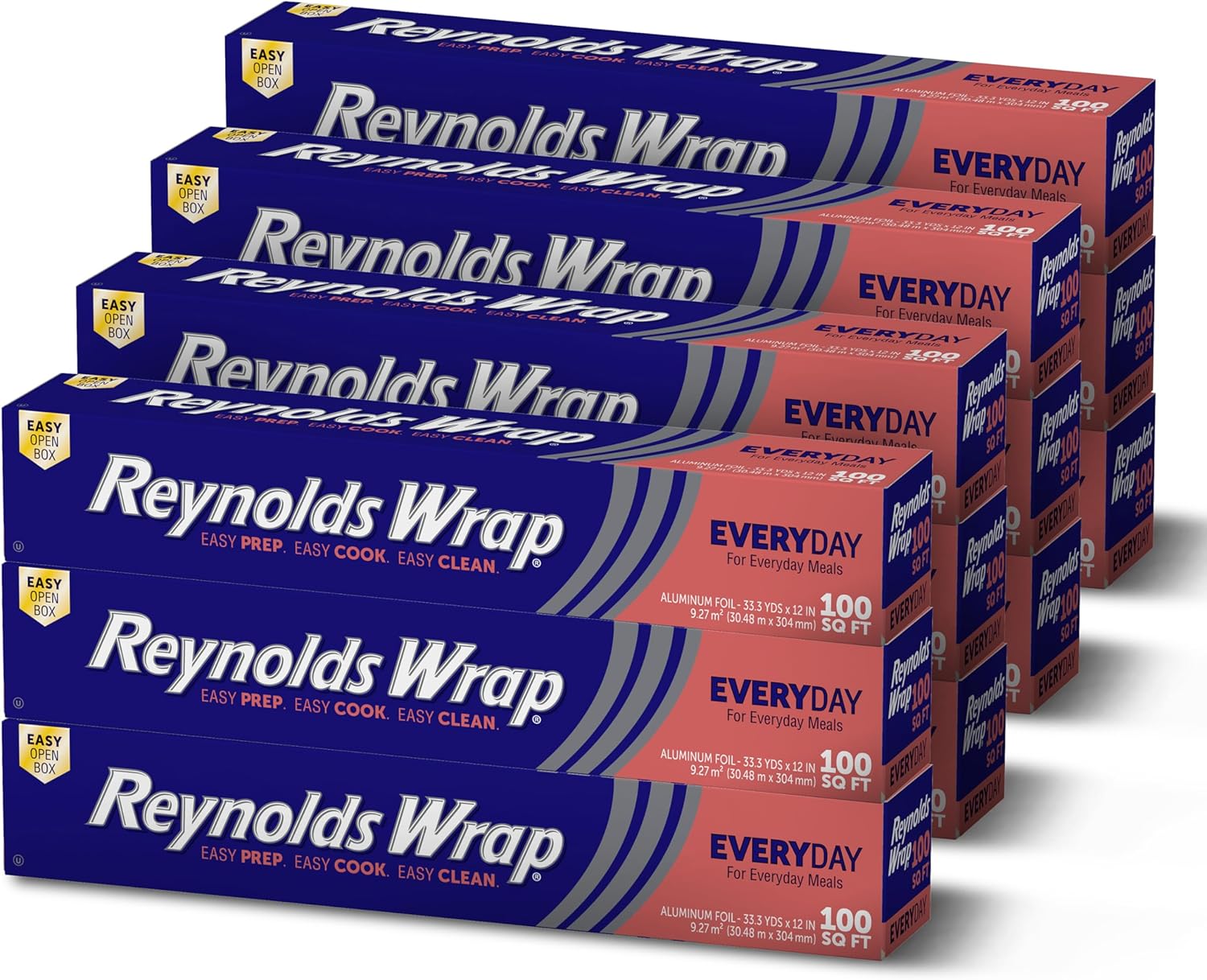 Reynolds Wrap Everyday Strength Aluminum Foil Roll, Freezer Safe and Grill Safe, Great for Foil Packets and Home Cooking, 12 Inches Wide, 200 Total Sq. Ft.