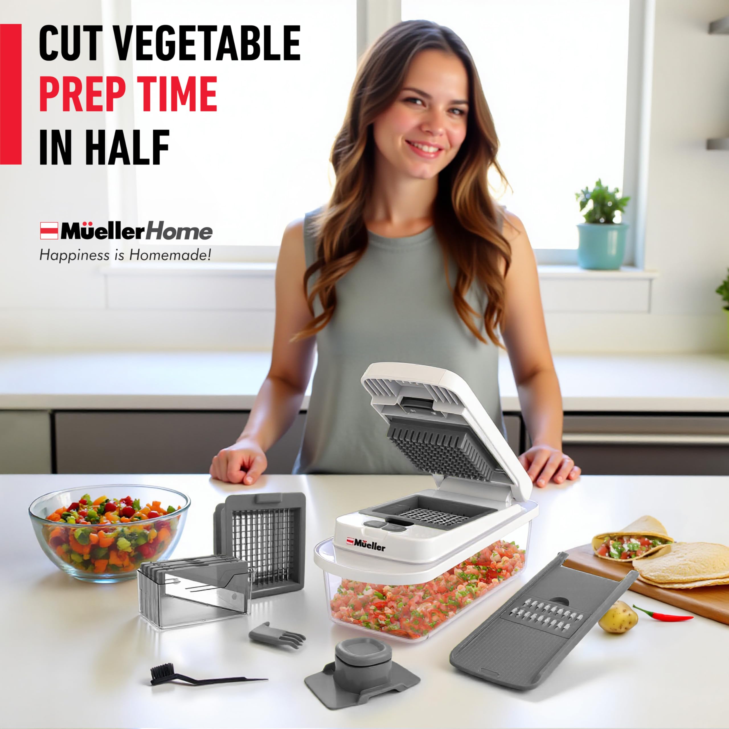 Mueller The Real Original Pro Chopper since 2013 Vegetable Chopper Mandoline Slicer, 8 Blade Food Veggie Chopper Onion Vegetable Cutter with Container, Kitchen Gadgets & Essentials, (10 in 1)