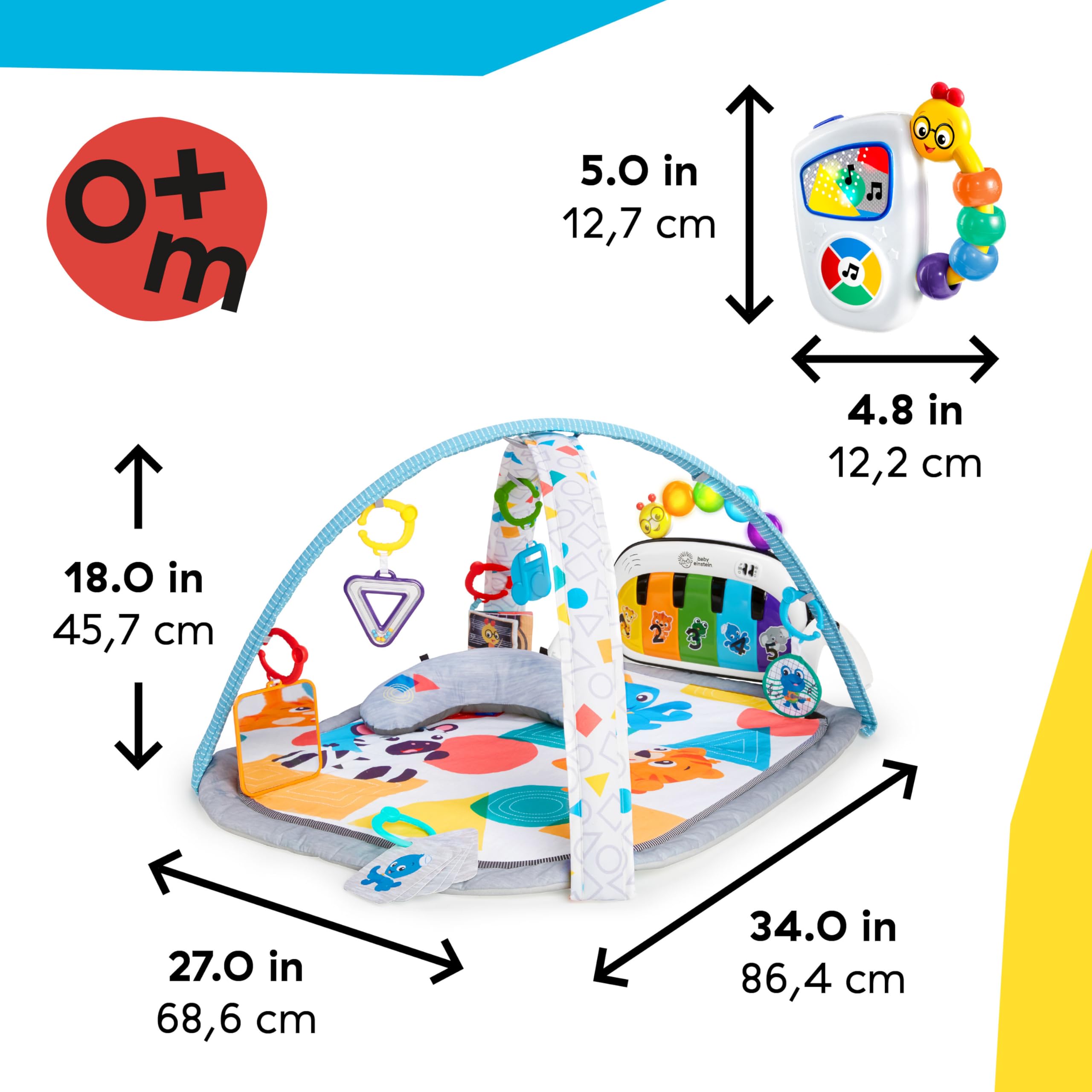 Baby Einstein 4-in-1 Kickin' Tunes Music and Language Play Gym and Piano Tummy Time Activity Mat