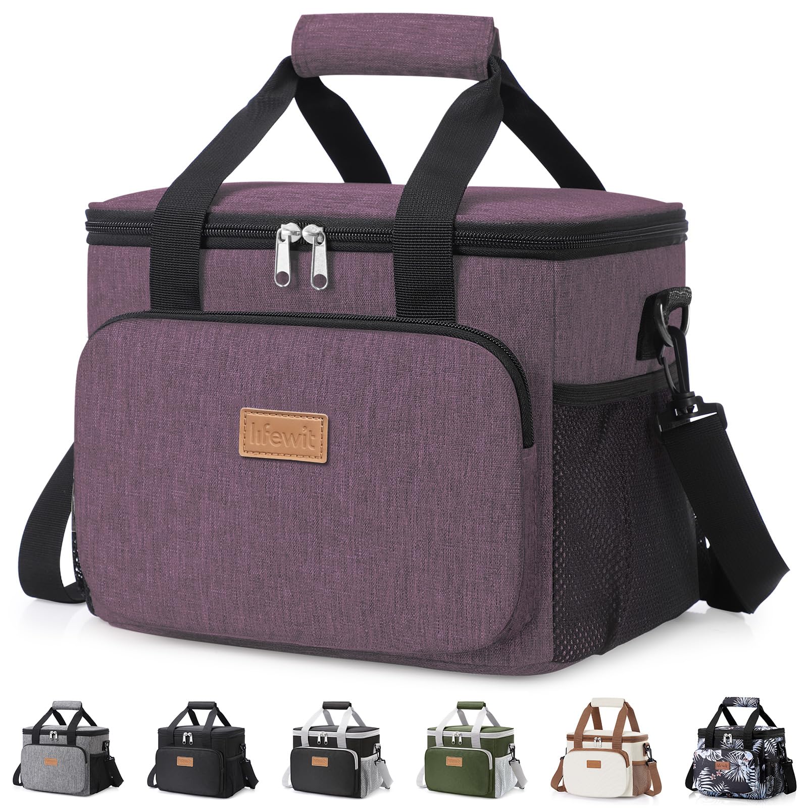 Lifewit Medium Lunch Bag, Insulated Lunch Box, Soft Cooler Cooling Tote for Adult Men Women, Black 12-Can (9L)