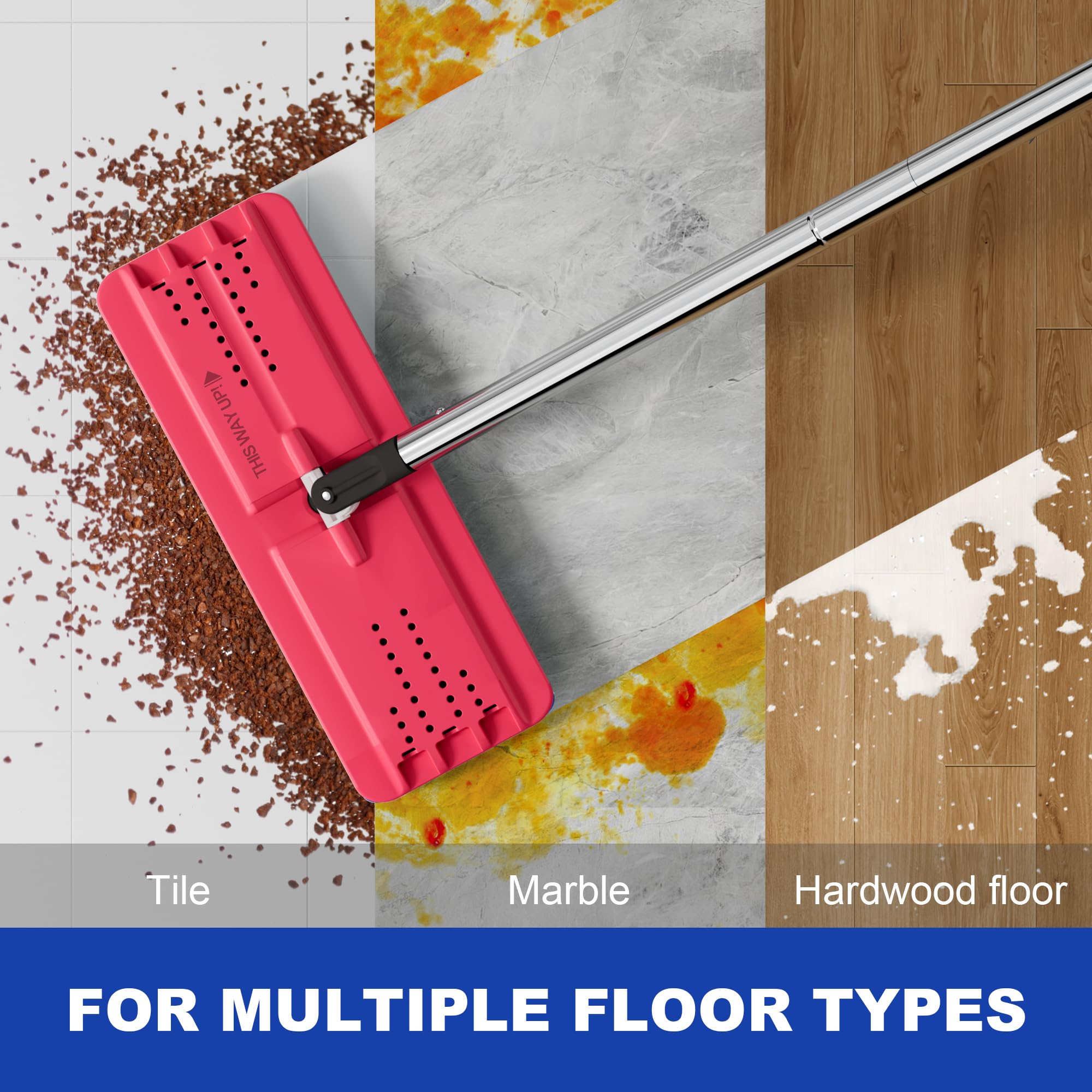 JOYMOOP Mop and Bucket Set, Hands-Free Flat Floor Mop with 3 Washable Microfiber Pads, Wet and Dry Use, Ideal for Home and Commercial Floor Cleaning