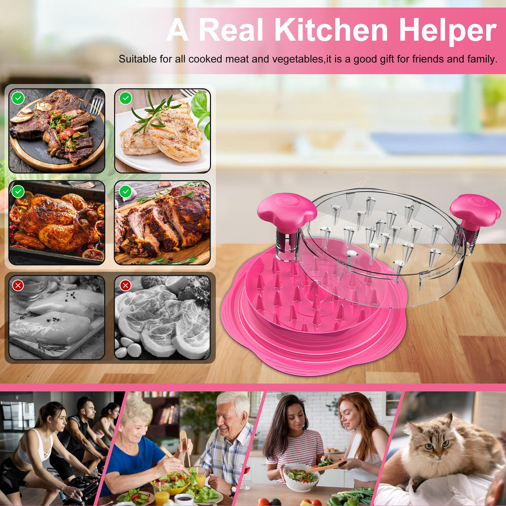 SURETIVIAN Chicken Shredder Tool Twist Large Chicken Breast Shredder with Brush&Fork, Visible Meat Shredder Machine, Strong Anti-Slip Strip, Ergonomic Handle, BPA Free, Suitable for Pork Beef Chicken