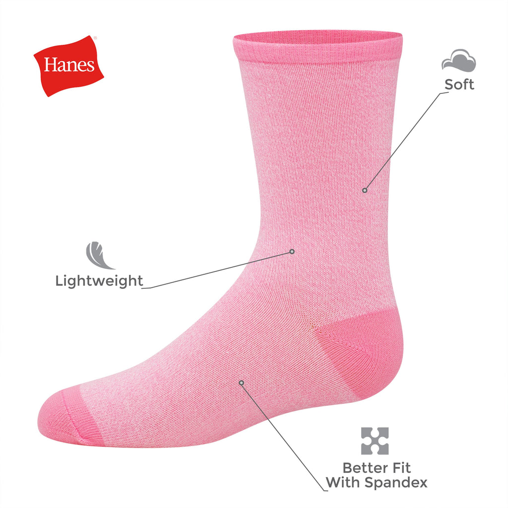 Hanes Girls' Socks, Fashion Patterned Soft Socks, No Show, Ankle, and Crew, 12-pair Packs