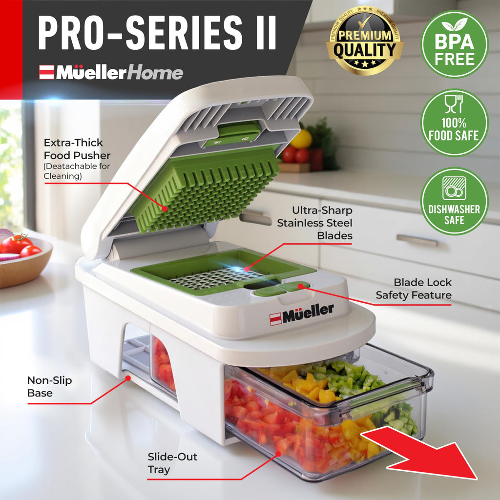 Mueller The Real Original Pro Chopper since 2013 Vegetable Chopper Mandoline Slicer, 8 Blade Food Veggie Chopper Onion Vegetable Cutter with Container, Kitchen Gadgets & Essentials, (10 in 1)