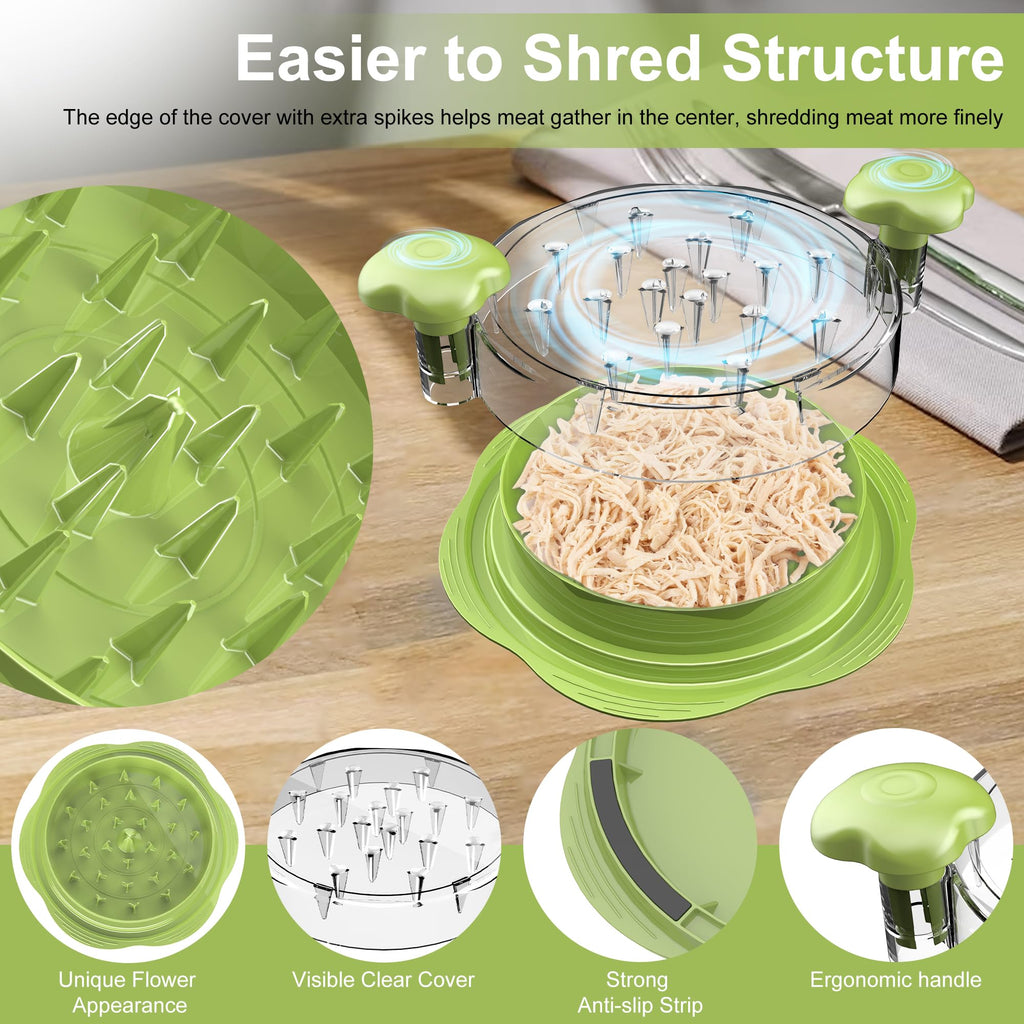 SURETIVIAN Chicken Shredder Tool Twist Large Chicken Breast Shredder with Brush&Fork, Visible Meat Shredder Machine, Strong Anti-Slip Strip, Ergonomic Handle, BPA Free, Suitable for Pork Beef Chicken