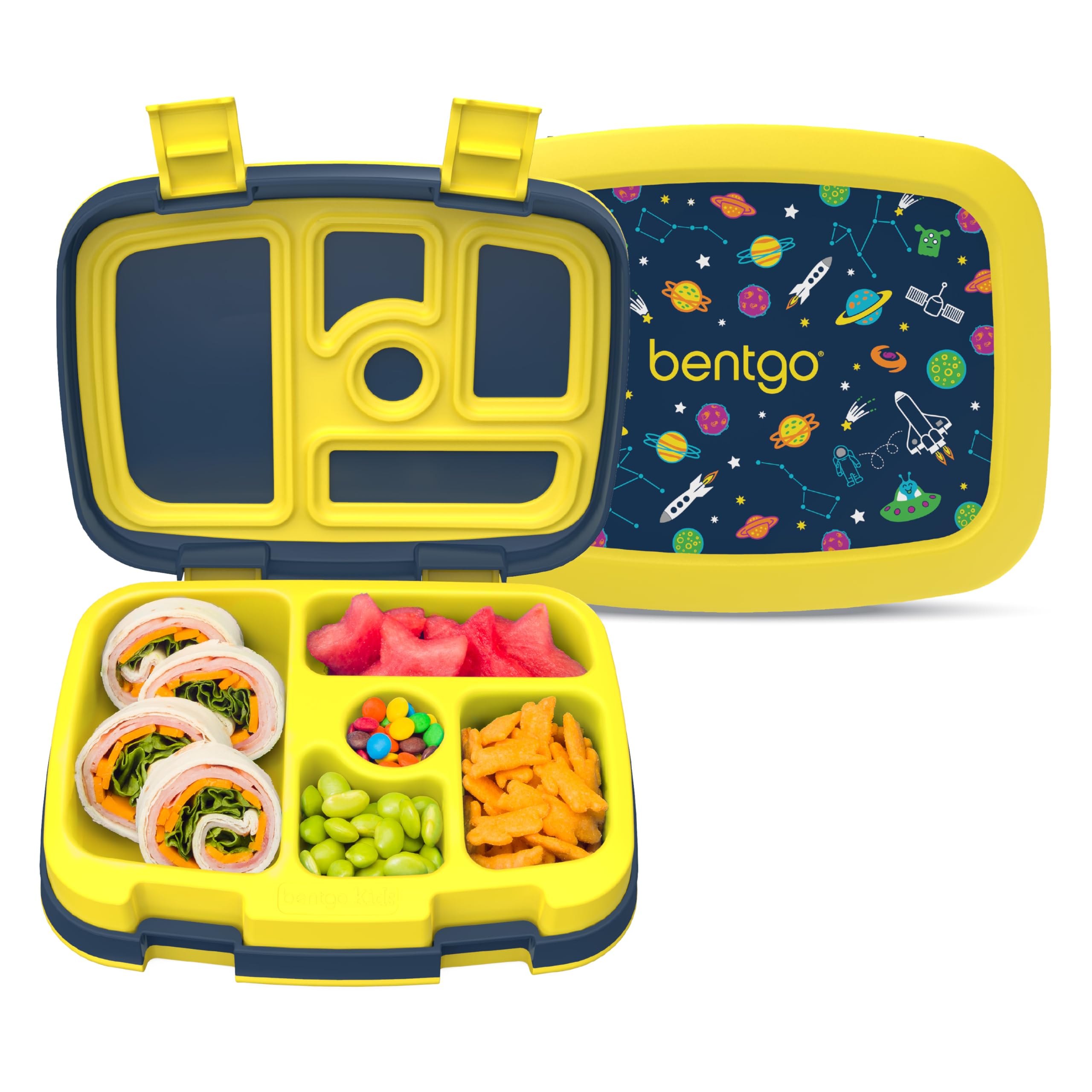 Bentgo Kids Prints Leak-Proof, 5-Compartment Bento-Style Kids Lunch Box - Ideal Portion Sizes for Ages 3-7, Durable, Drop-Proof, Dishwasher Safe, & PFAS & BPA-Free Materials (Unicorn)